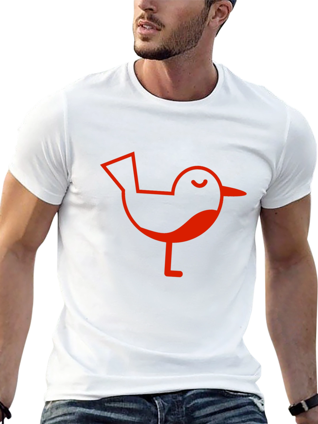 Red Bird Graphic Black T-Shirt