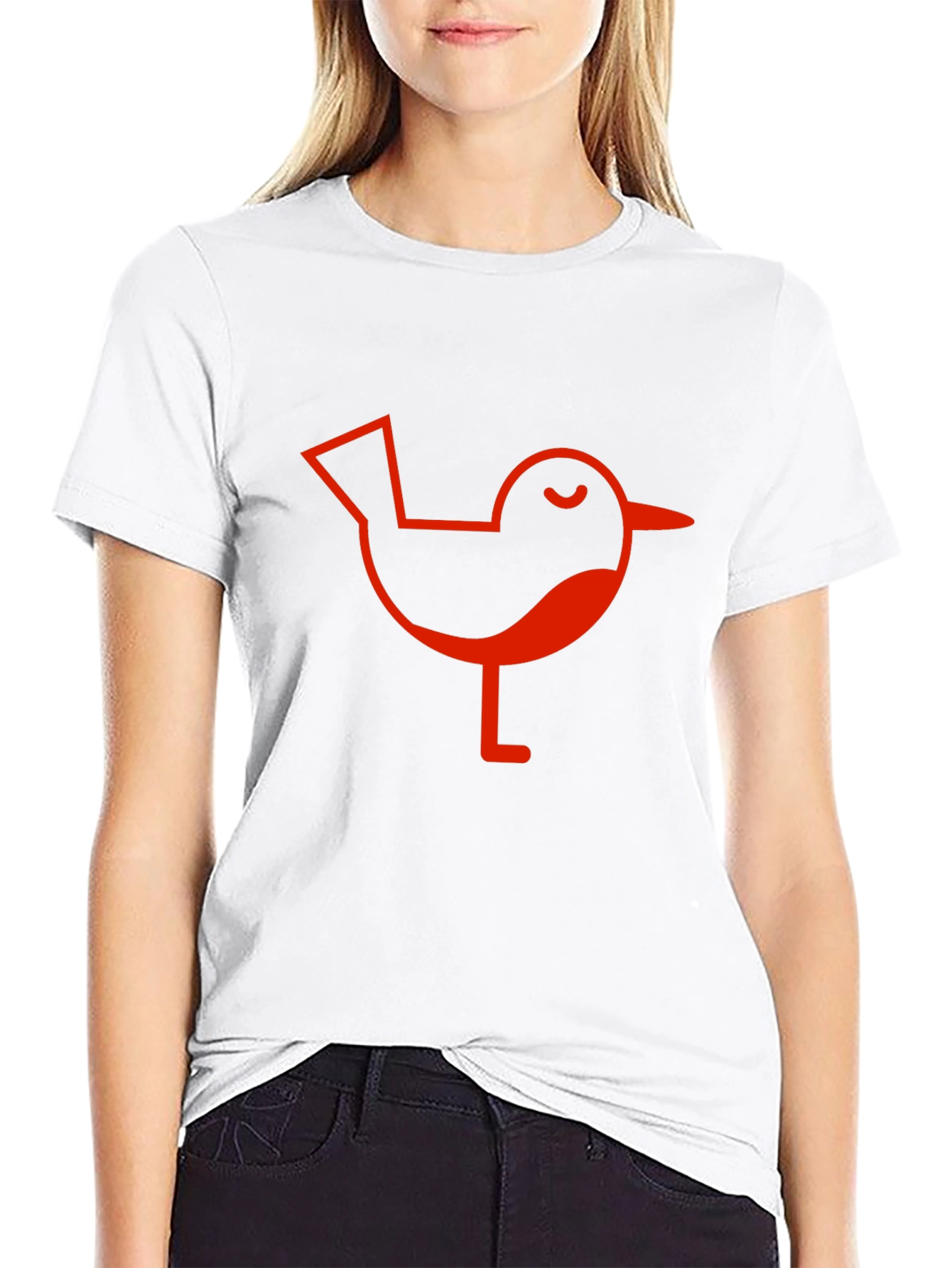Red Bird Graphic Black T-Shirt