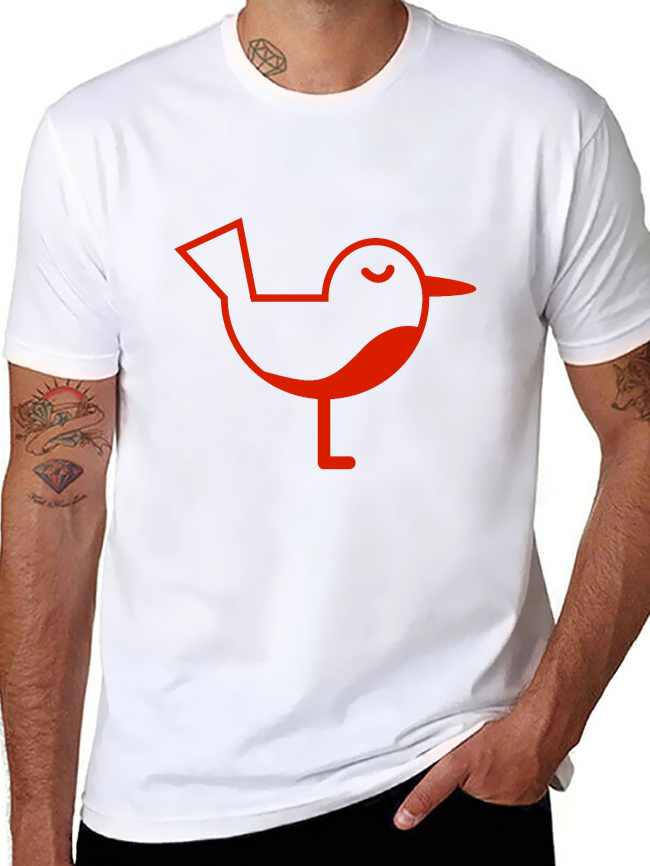 Red Bird Graphic Black T-Shirt
