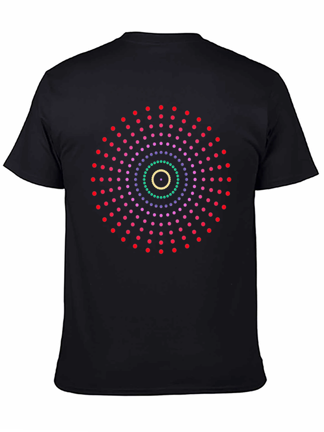 Geometric Dot Pattern Black T-Shirt