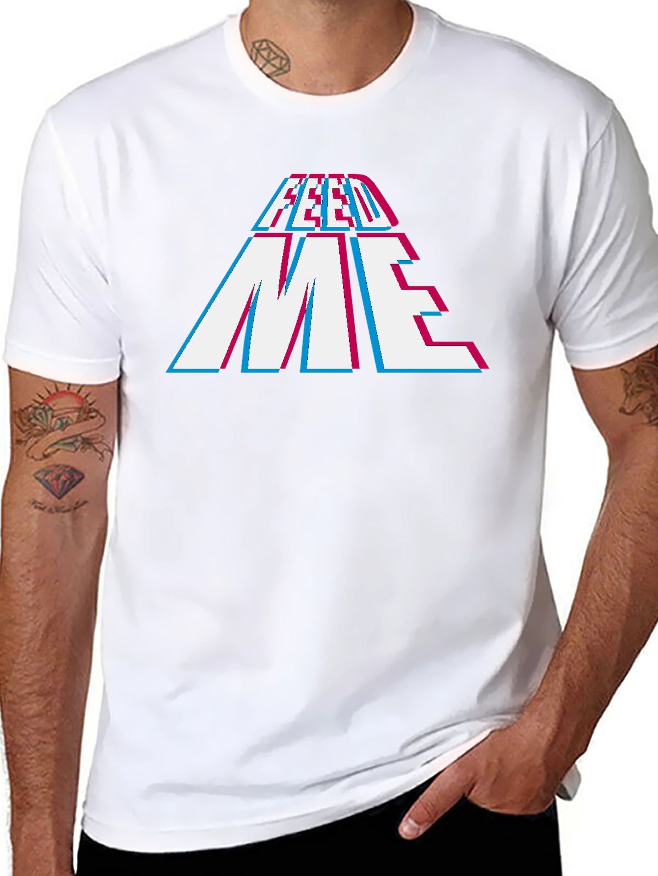 Feed Me Graphic Print Black T-Shirt