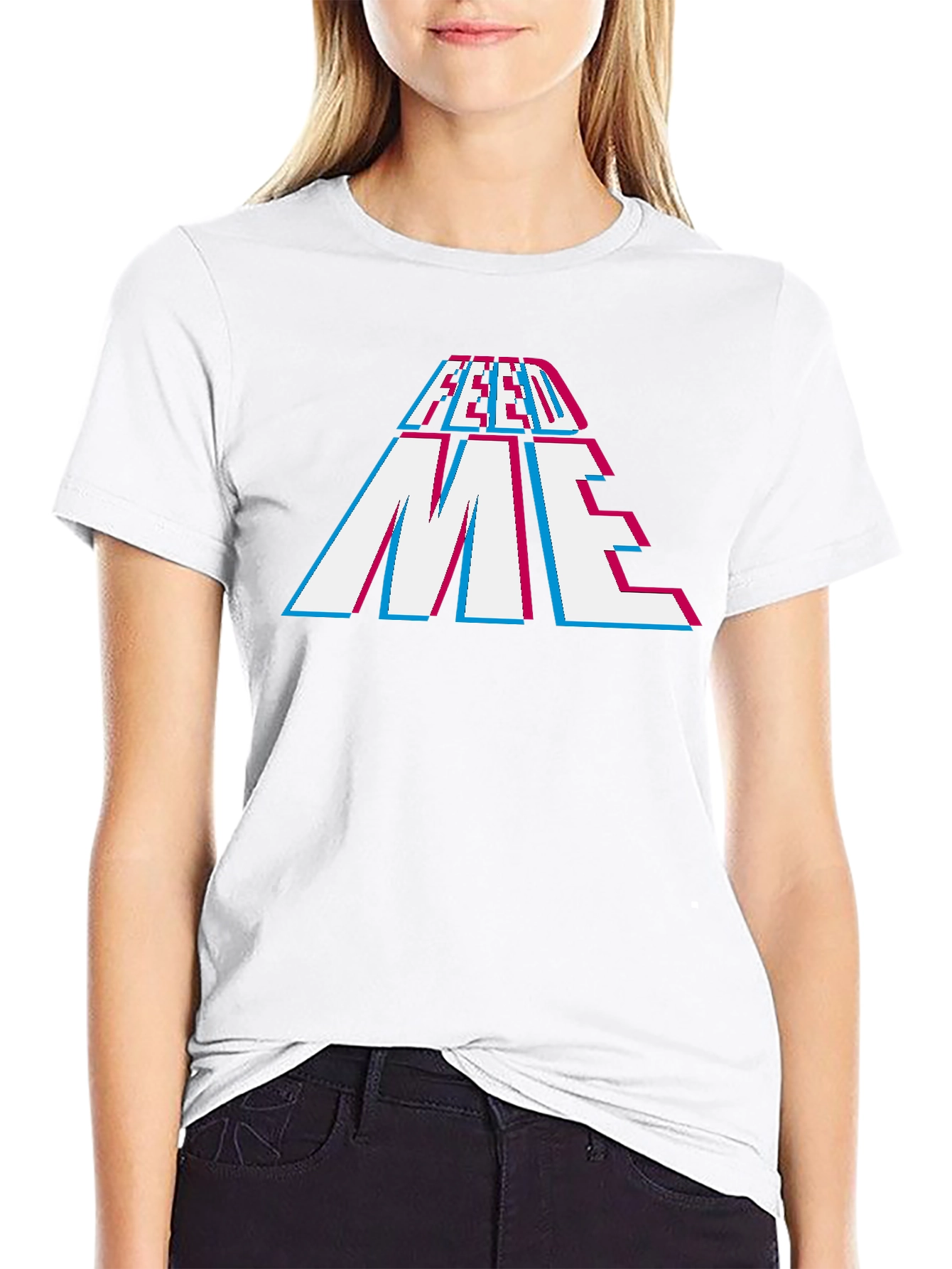 Feed Me Graphic Print Black T-Shirt