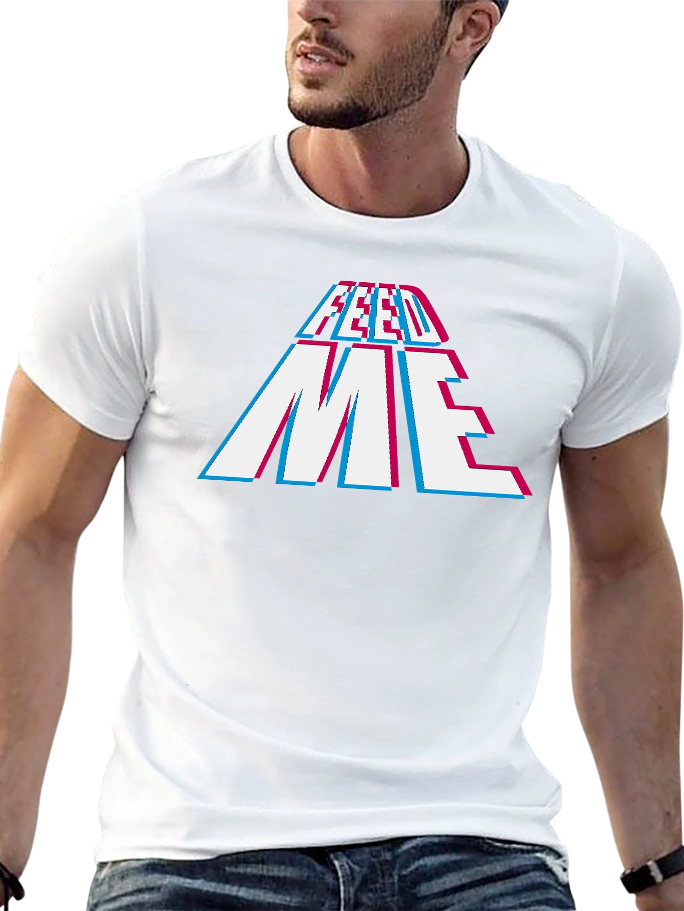 Feed Me Graphic Print Black T-Shirt