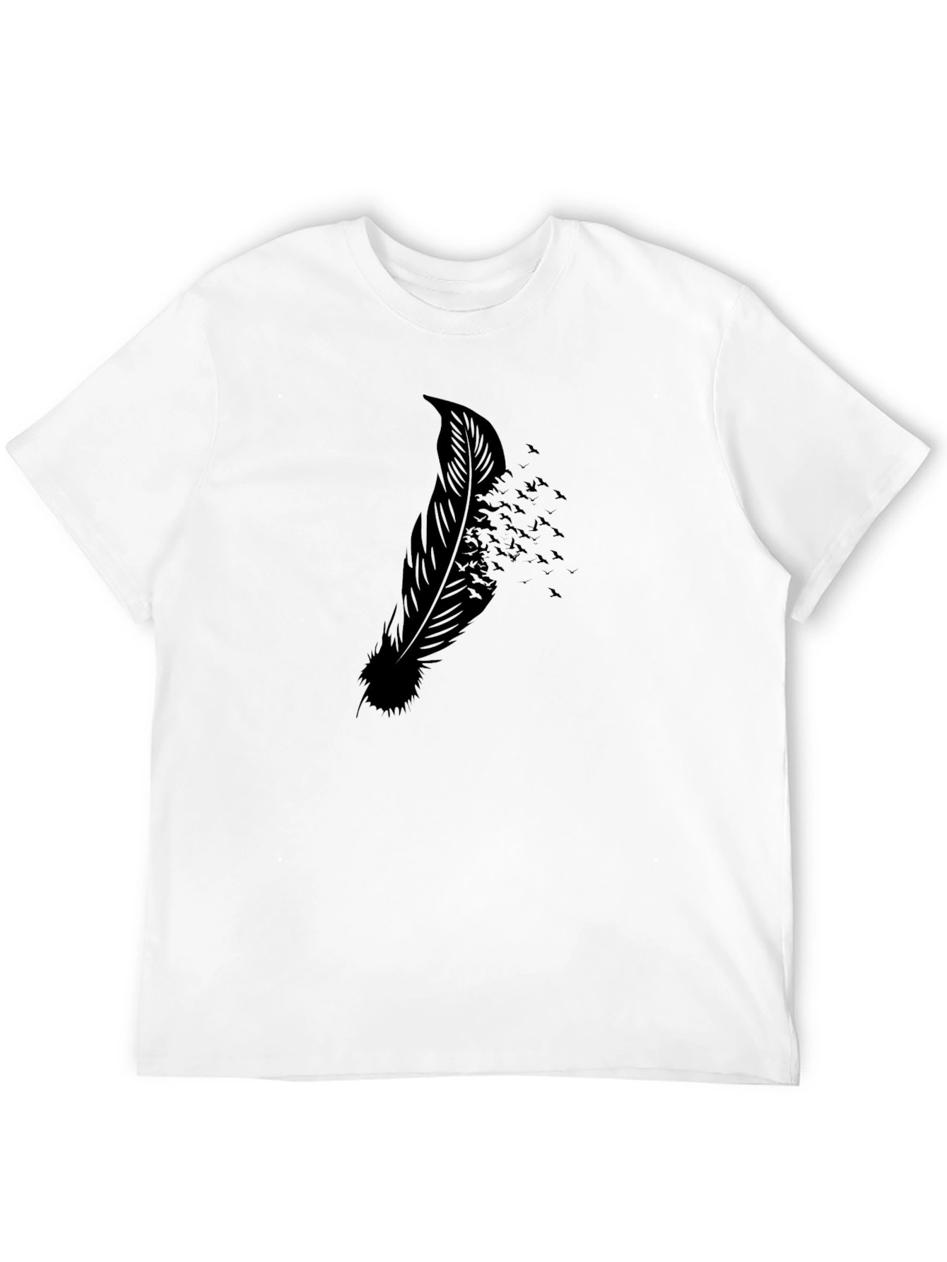 Mens Feather Birds Graphic Black Tee