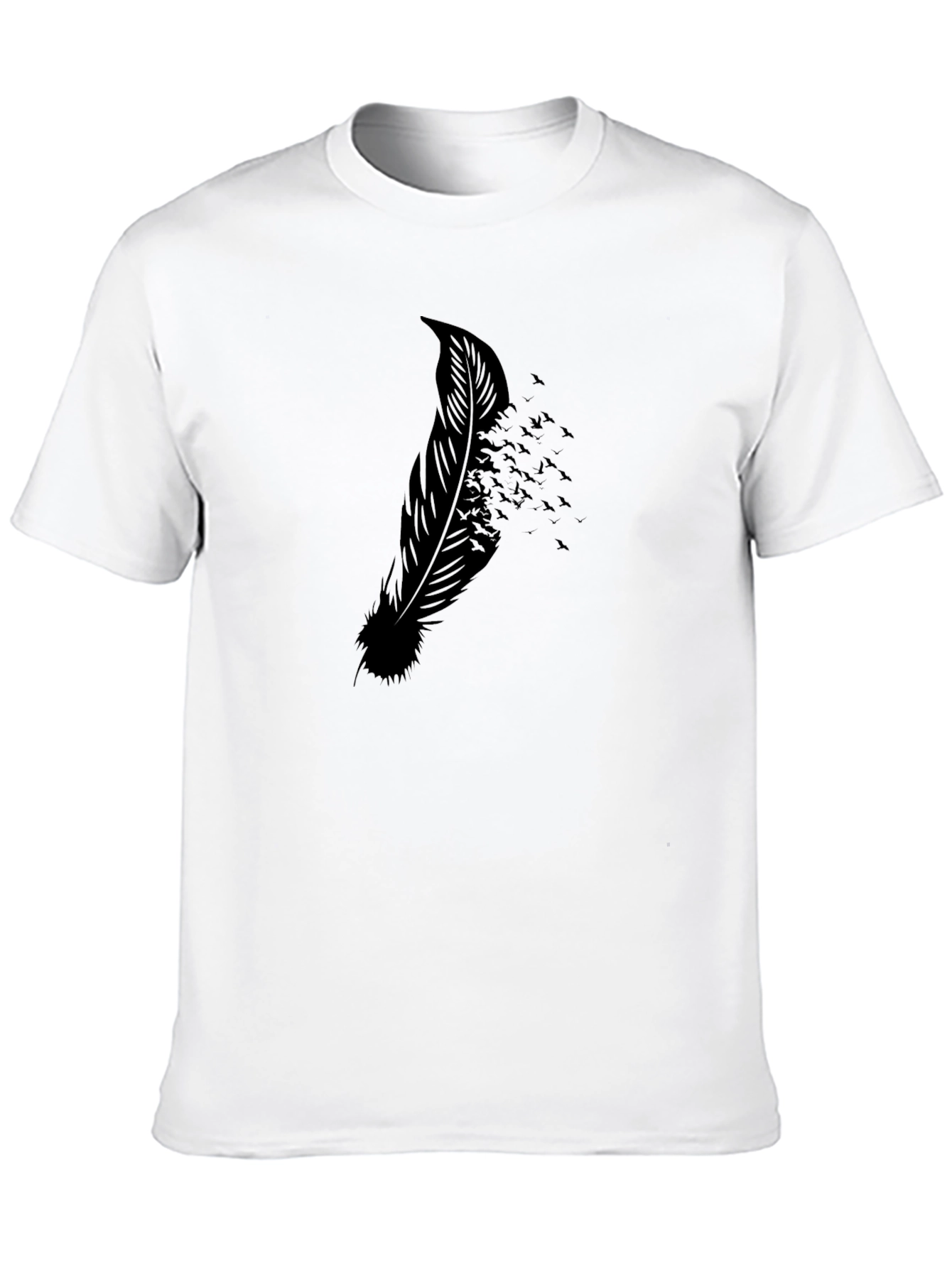 Mens Feather Birds Graphic Black Tee