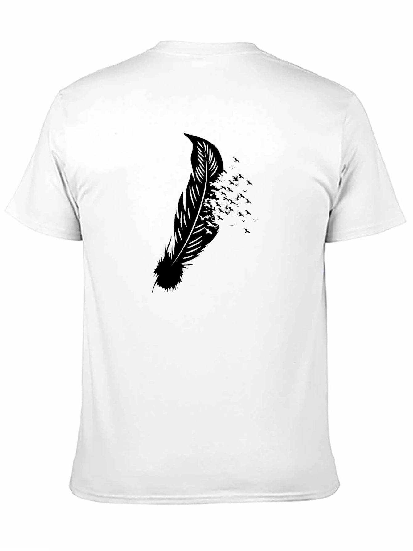 Mens Feather Birds Graphic Black Tee