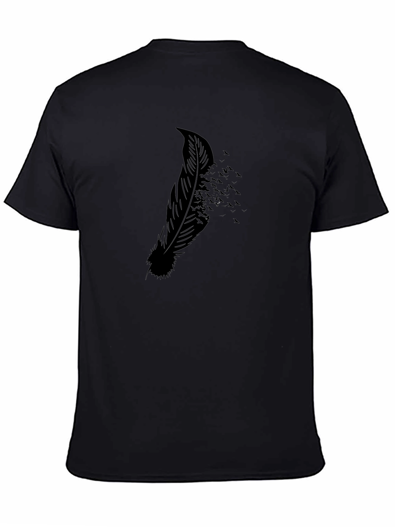 Mens Feather Birds Graphic Black Tee
