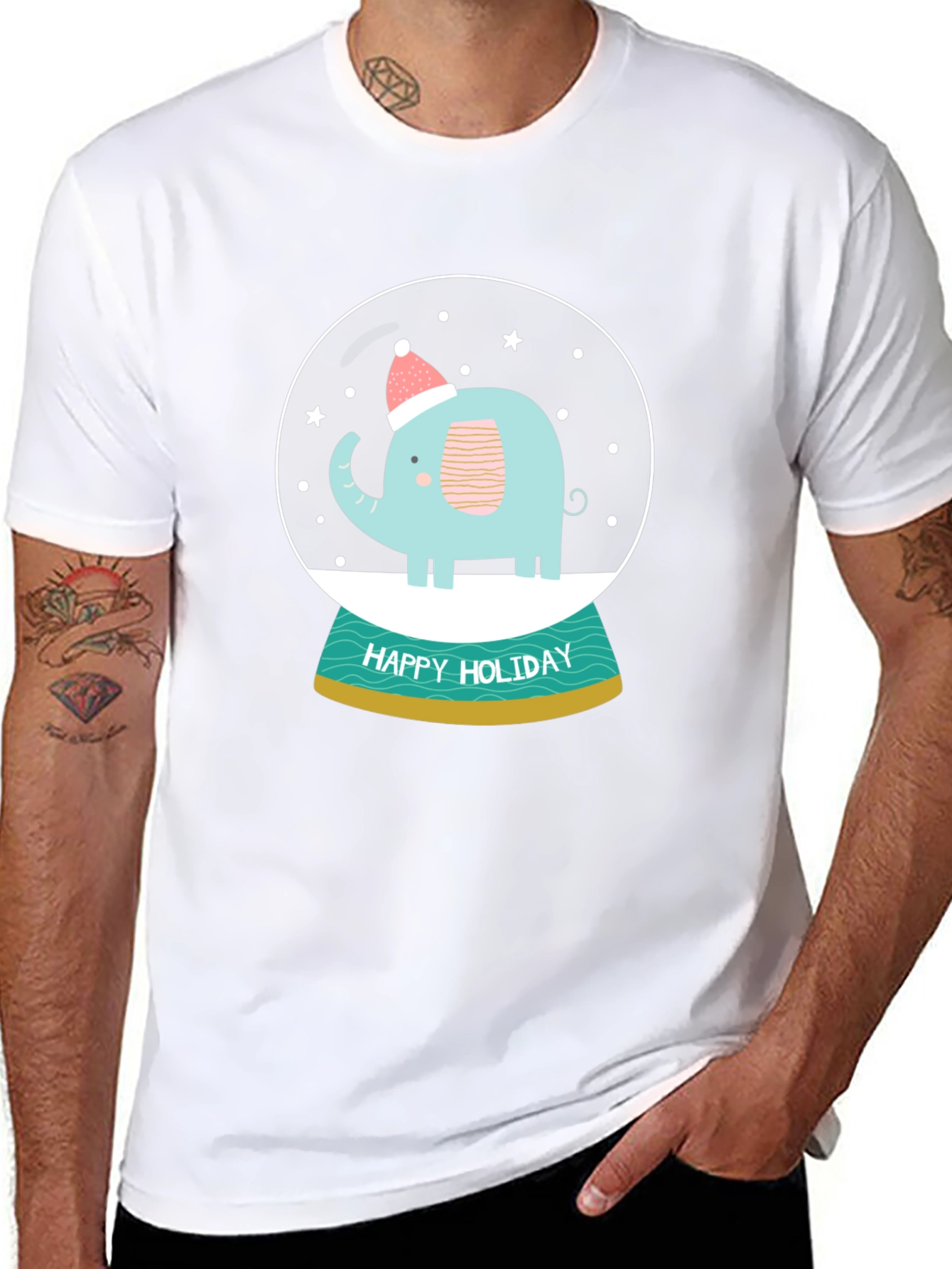 Holiday Elephant Snow Globe Graphic Tee