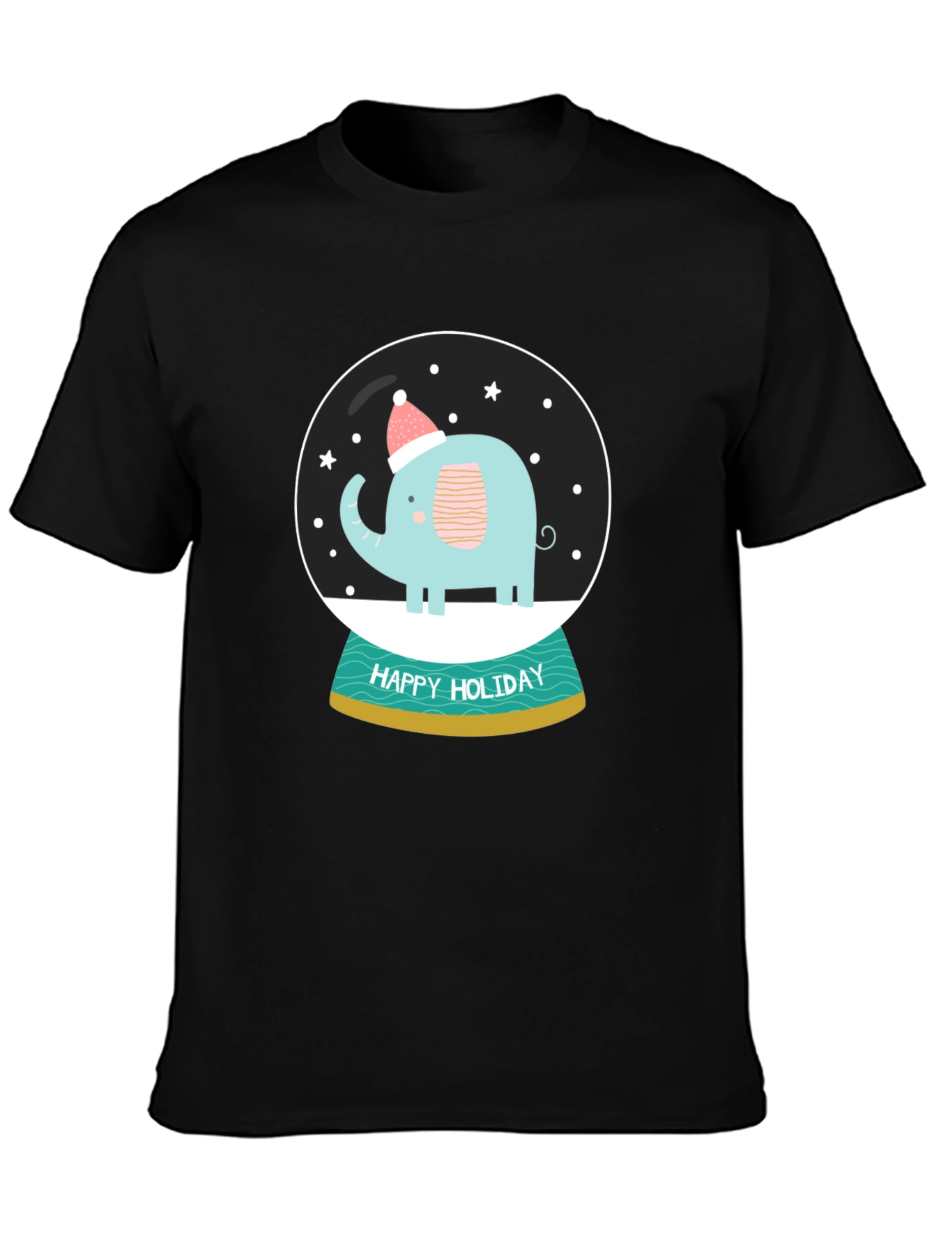 Holiday Elephant Snow Globe Graphic Tee