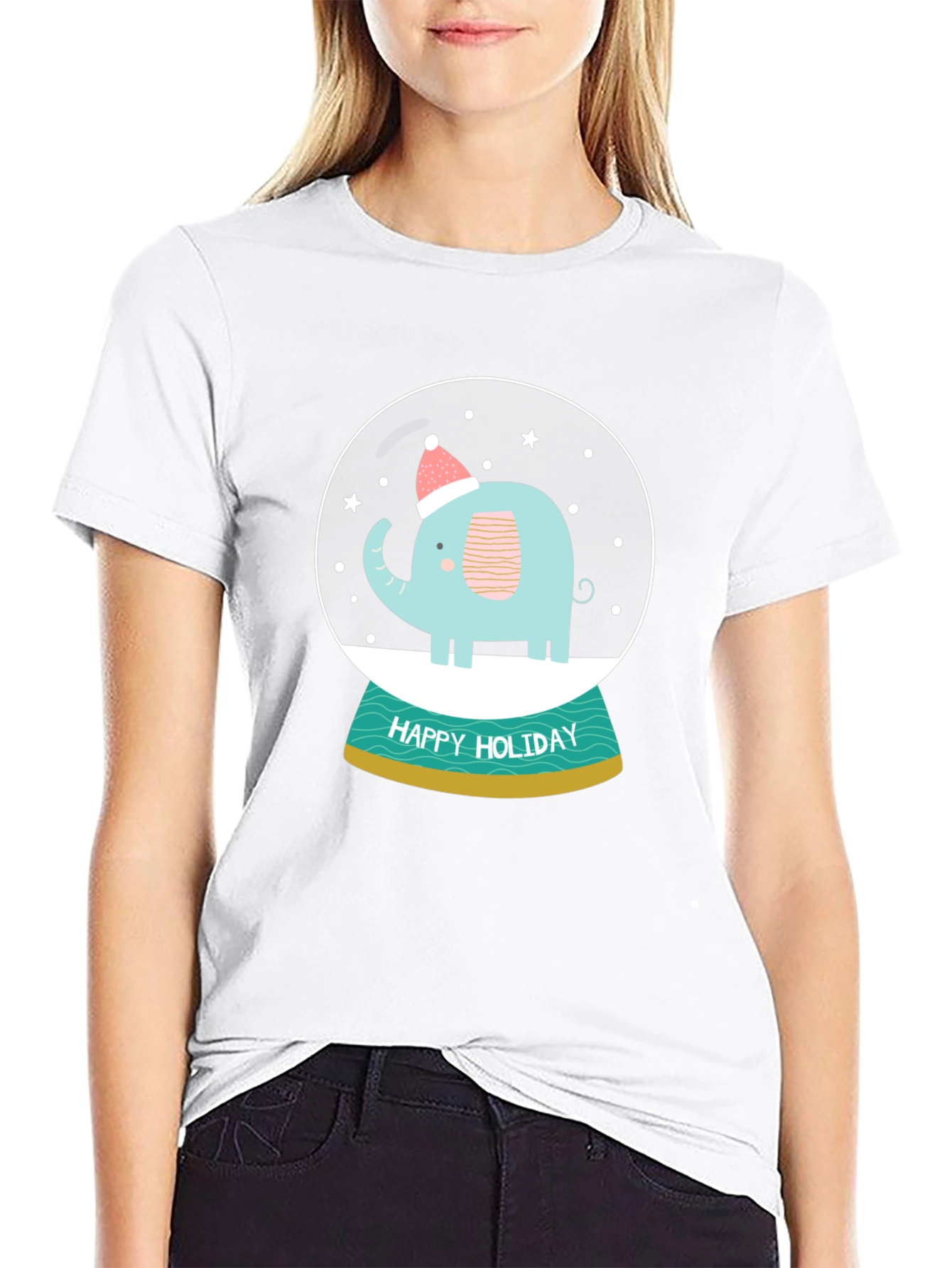 Holiday Elephant Snow Globe Graphic Tee