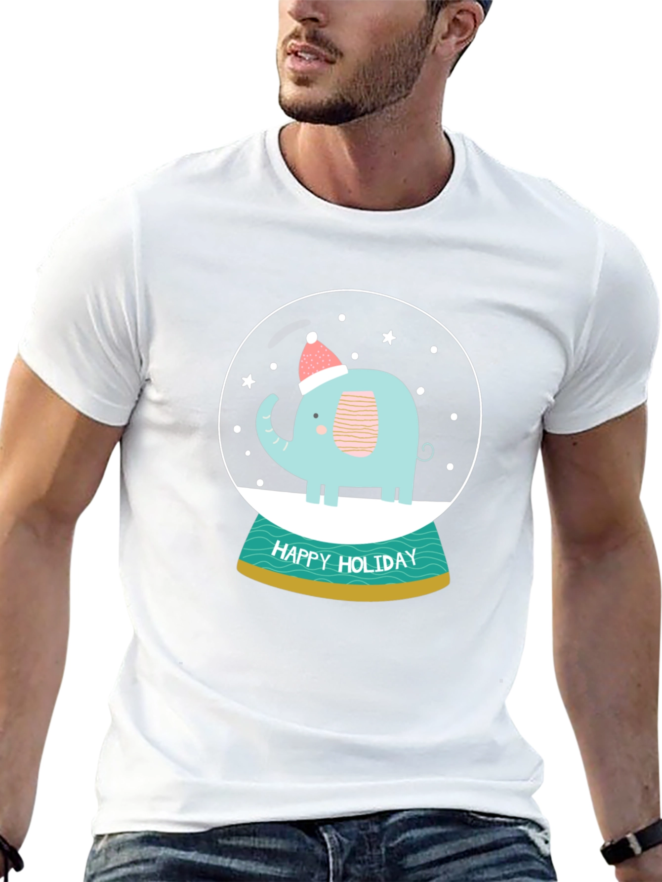 Holiday Elephant Snow Globe Graphic Tee