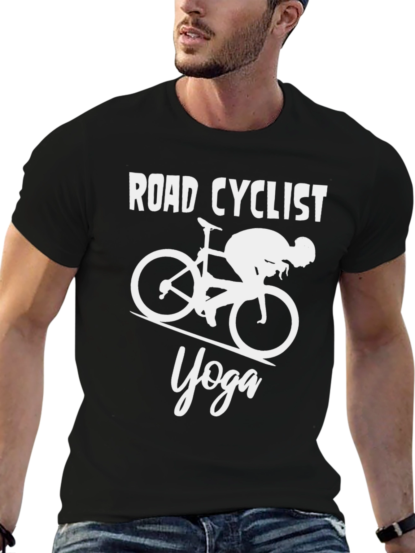 Road Cyclist Yoga Graphic T-Shirt - Black