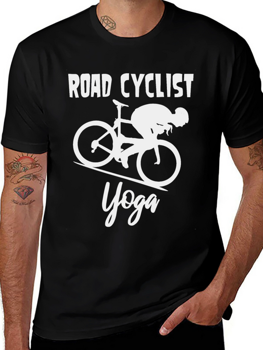 Road Cyclist Yoga Graphic T-Shirt - Black