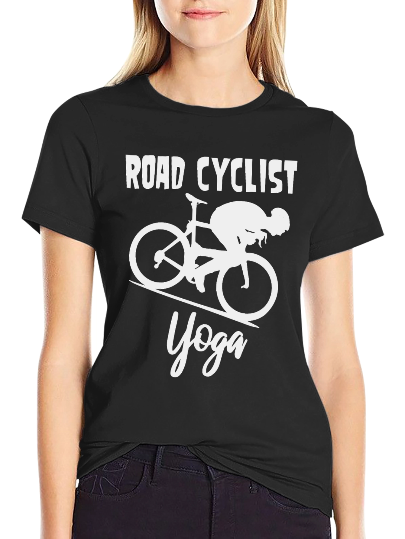 Road Cyclist Yoga Graphic T-Shirt - Black