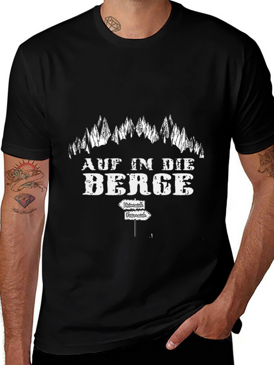 Mens Black Auf in die Berge T-Shirt