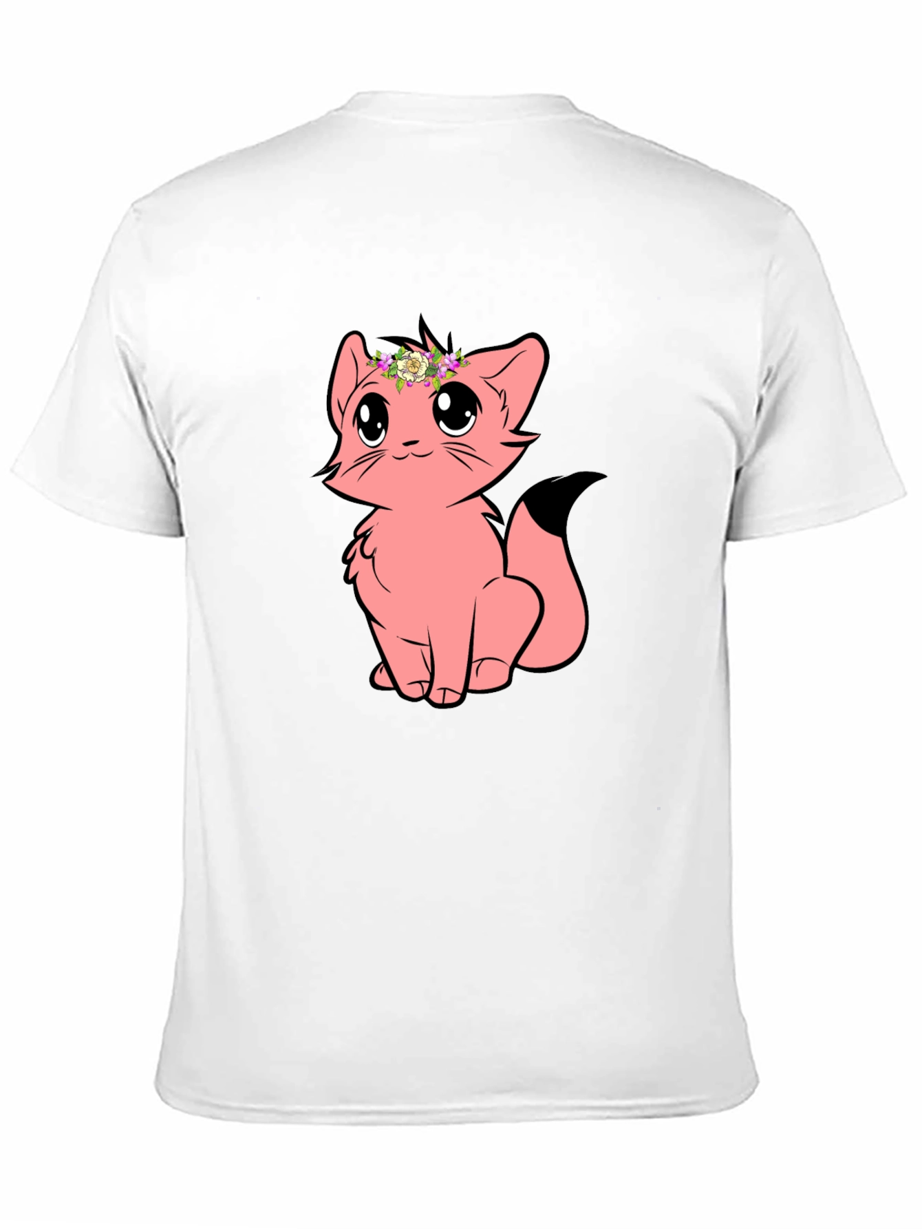 Cute Cartoon Cat Graphic Tee - Black Unisex T-Shirt