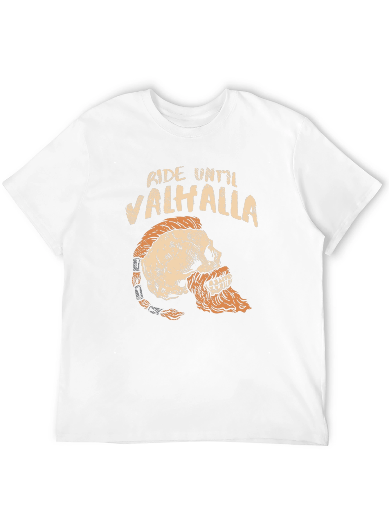 Ride Until Valhalla Skull Viking Graphic T-Shirt