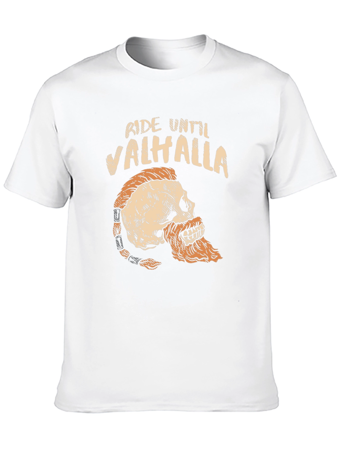 Ride Until Valhalla Skull Viking Graphic T-Shirt