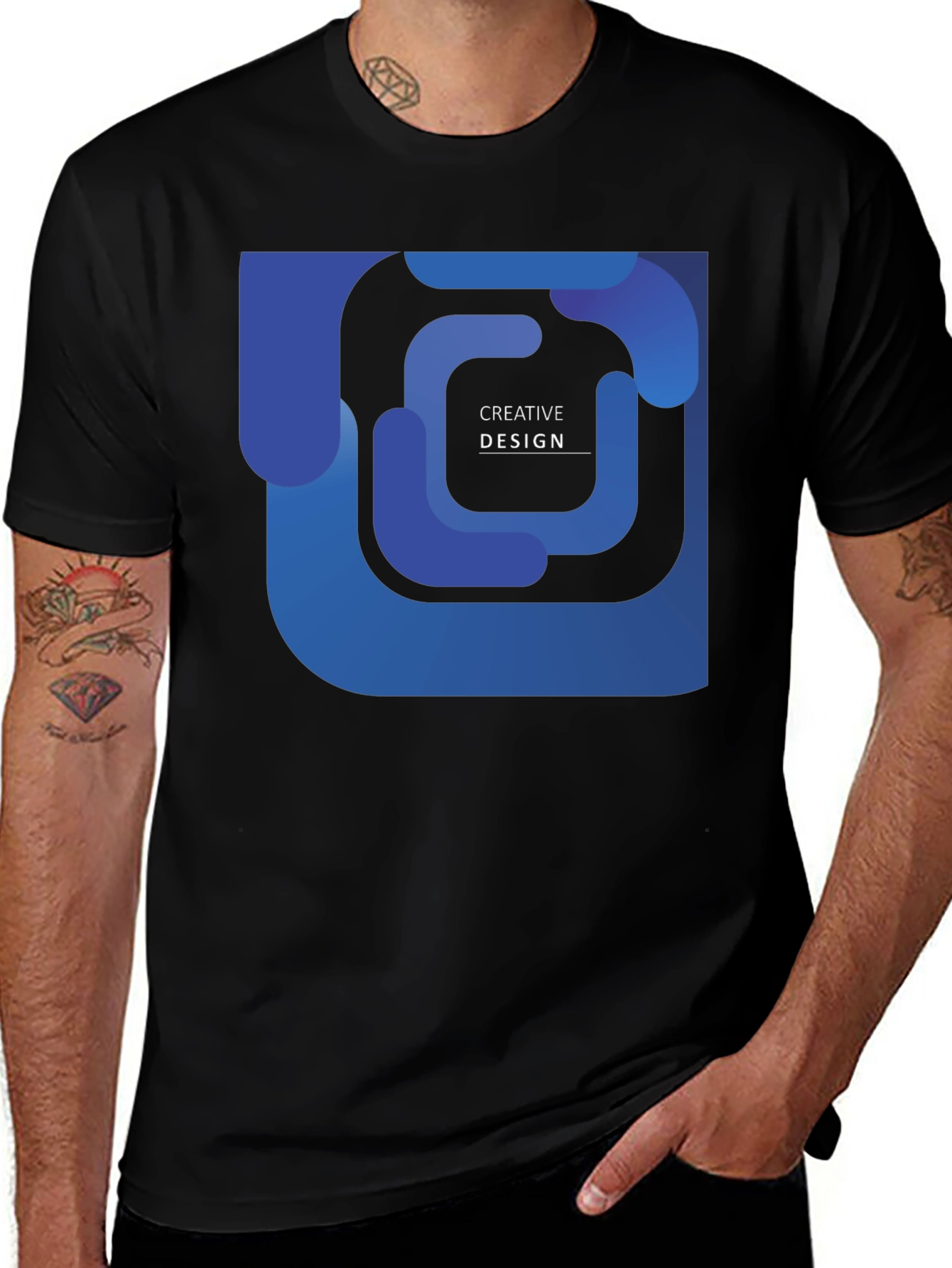 Creative Design Black T-Shirt