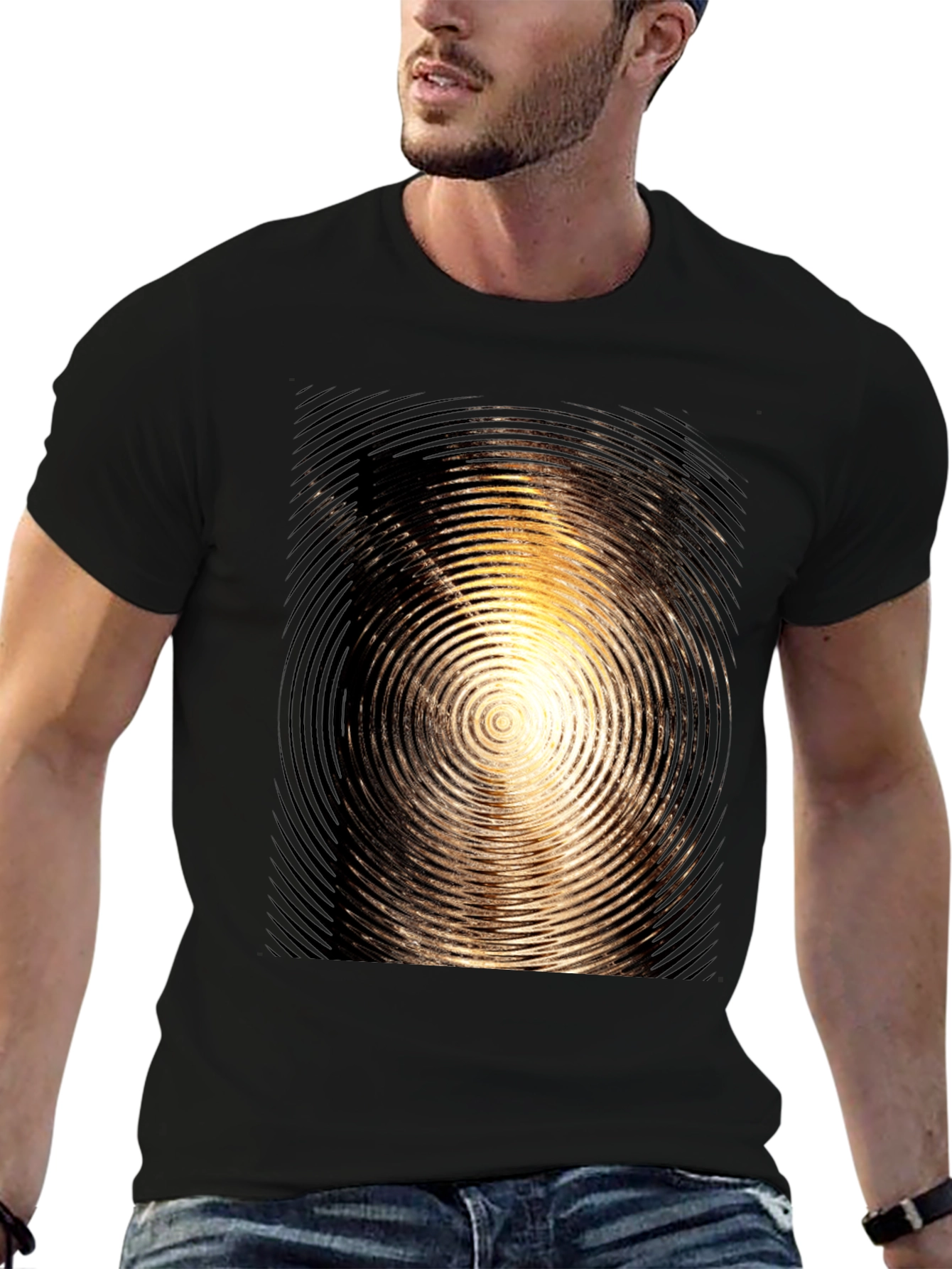 Swirl Graphic Mens Black T-Shirt