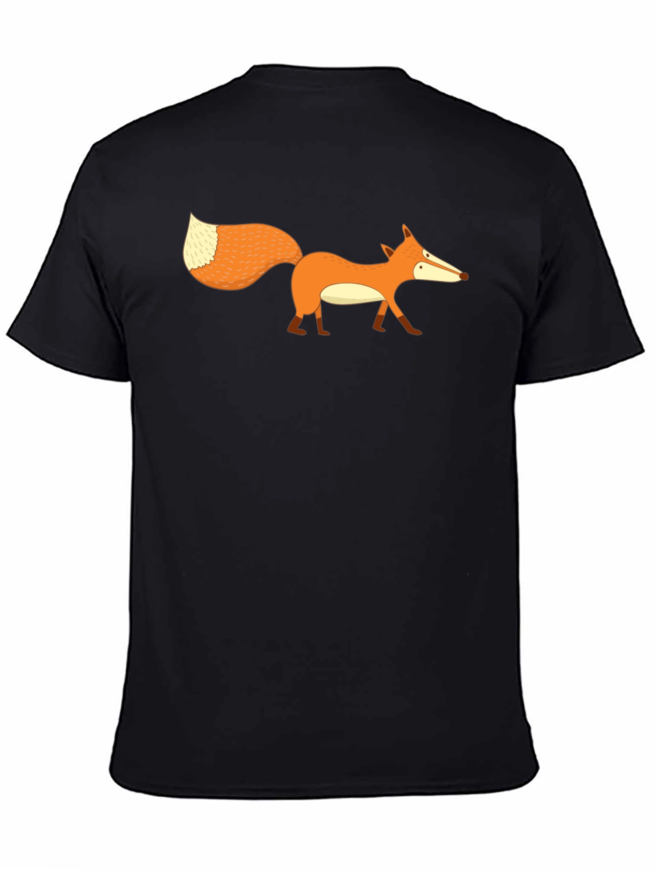 Cartoon Fox Graphic Print Mens Black T-Shirt