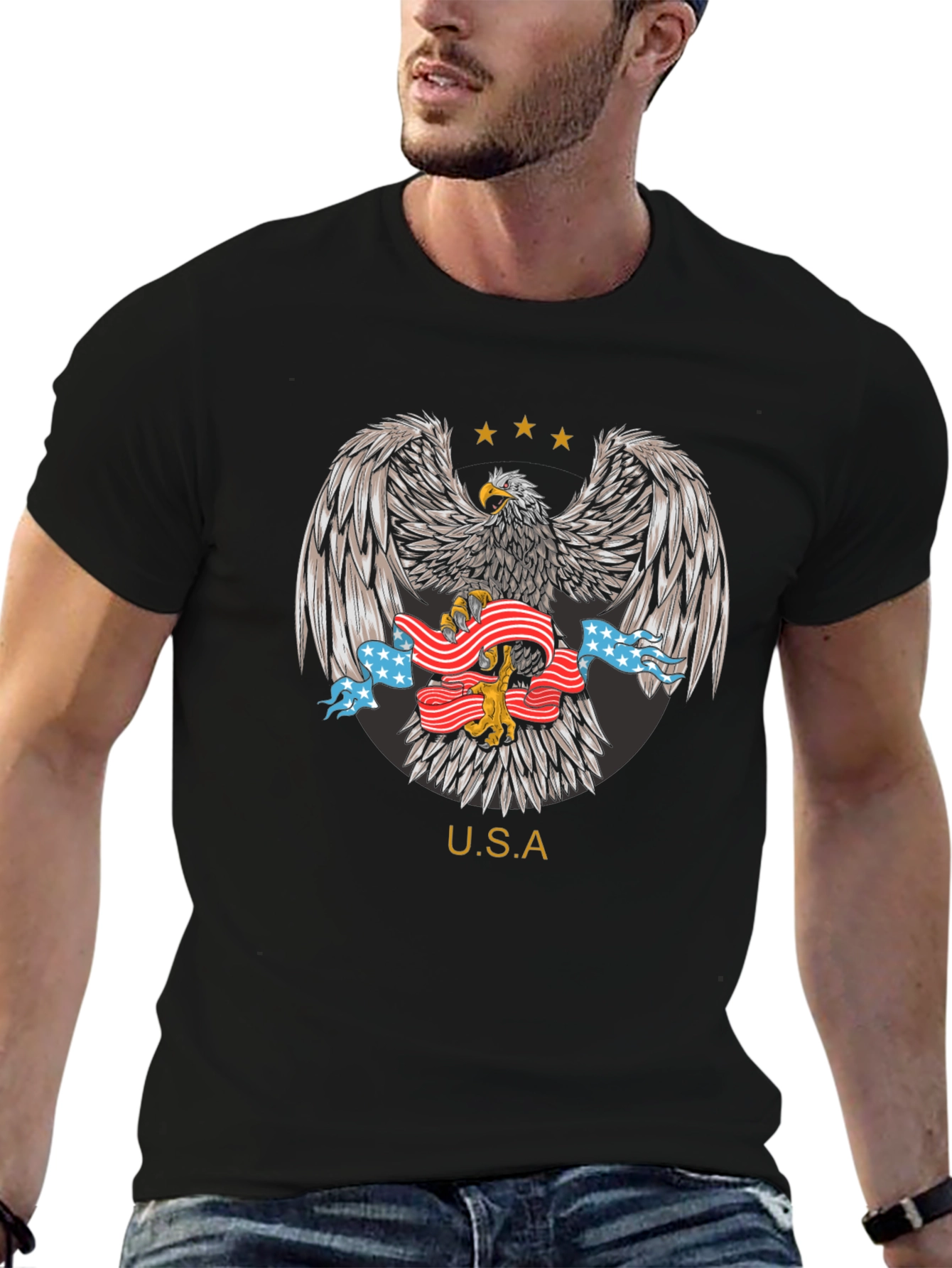 USA Eagle Graphic T-Shirt Patriotic Design