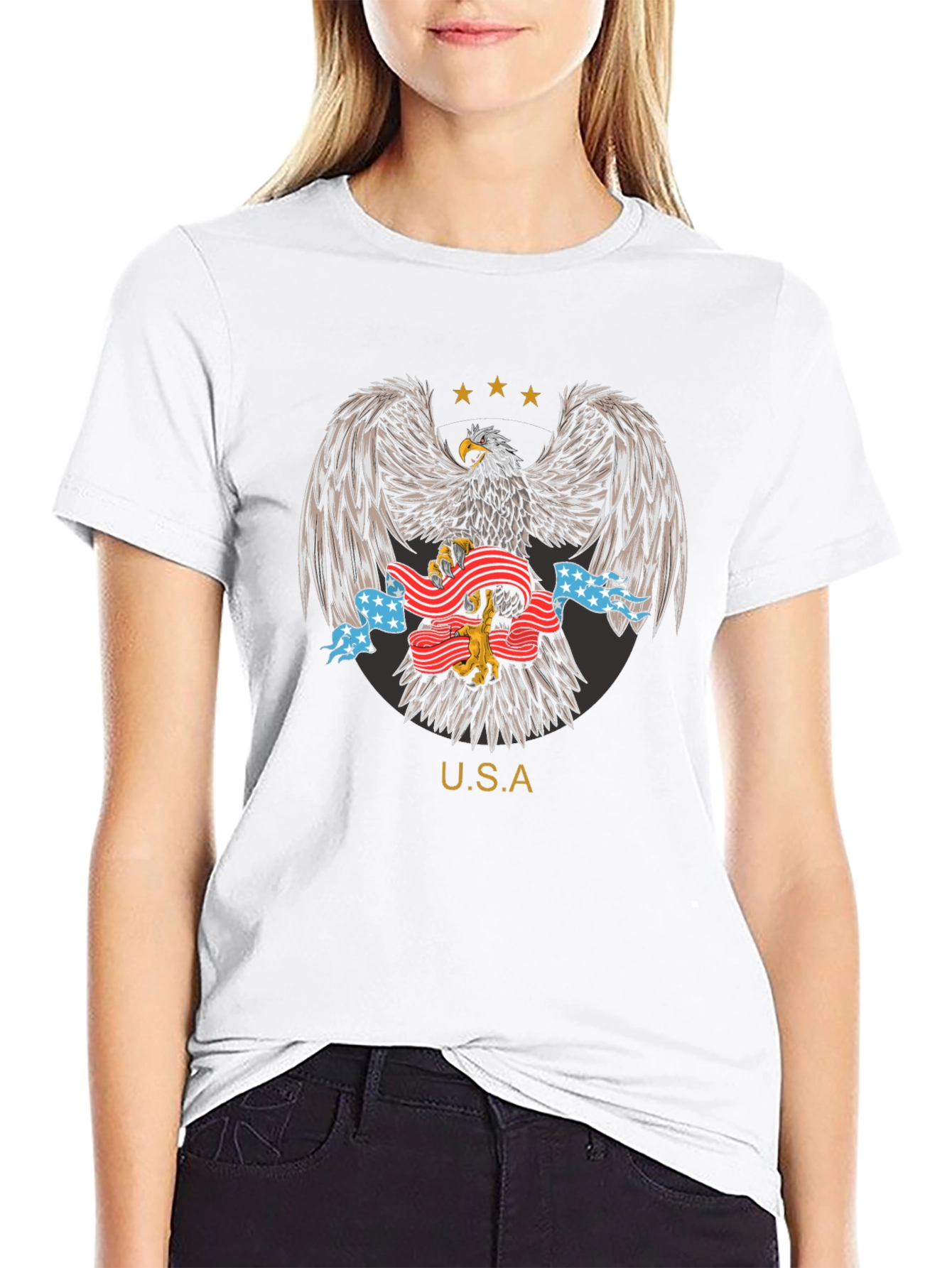 USA Eagle Graphic T-Shirt Patriotic Design