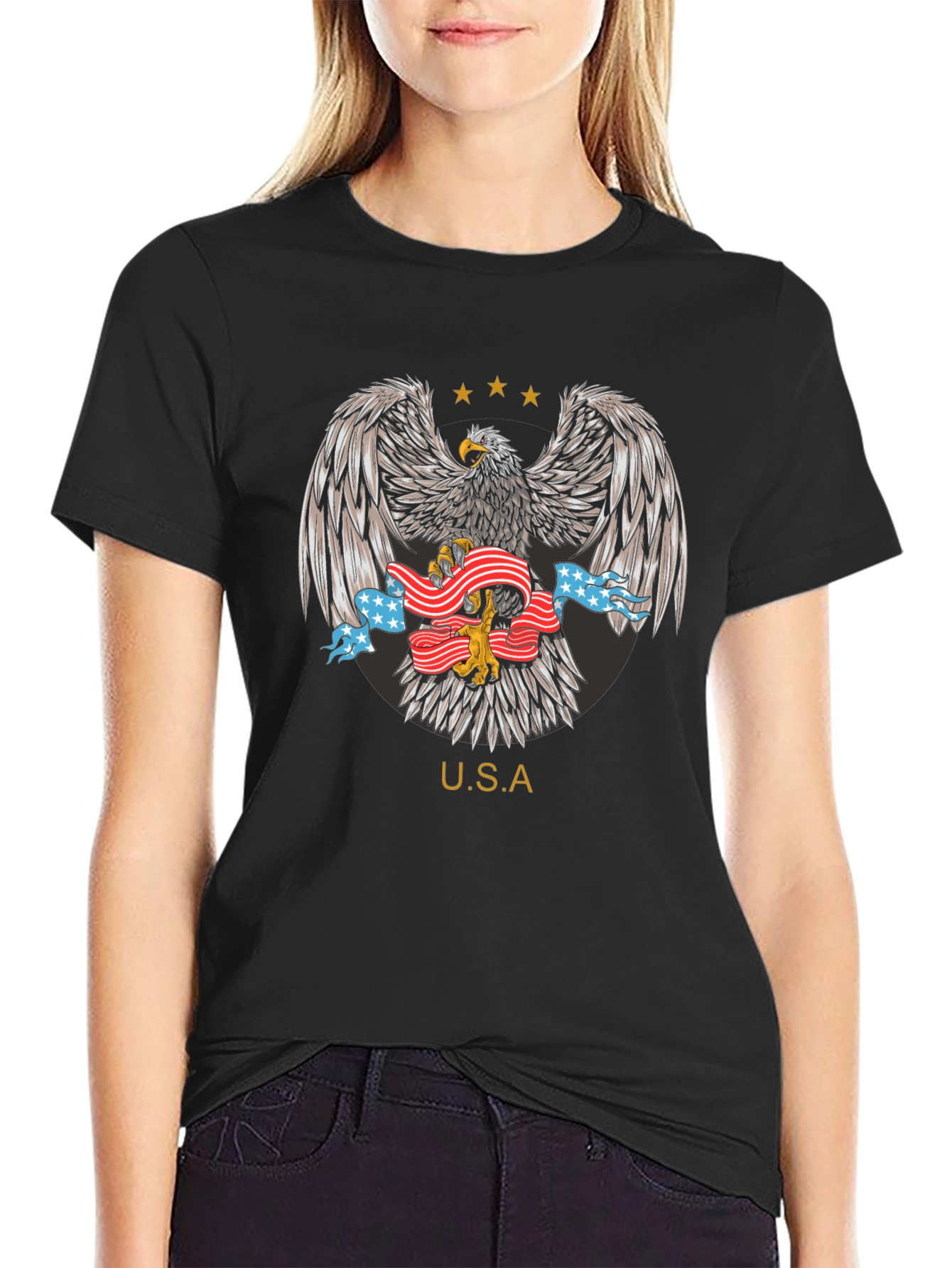 USA Eagle Graphic T-Shirt Patriotic Design