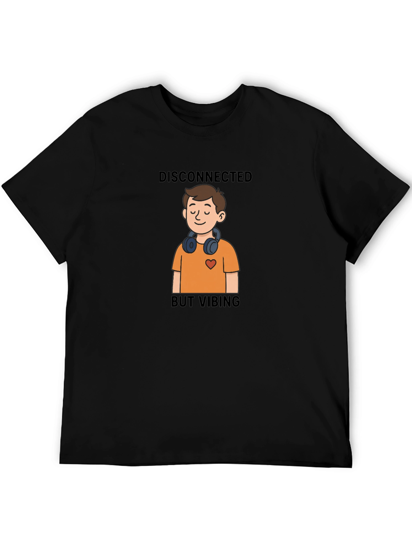 Disconnected But Vibing Black T-Shirt