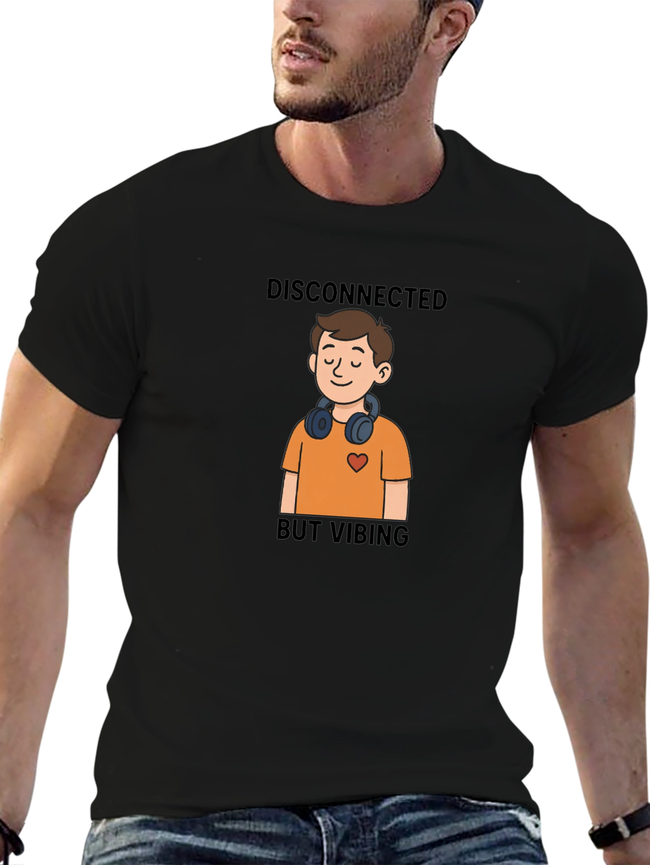 Disconnected But Vibing Black T-Shirt