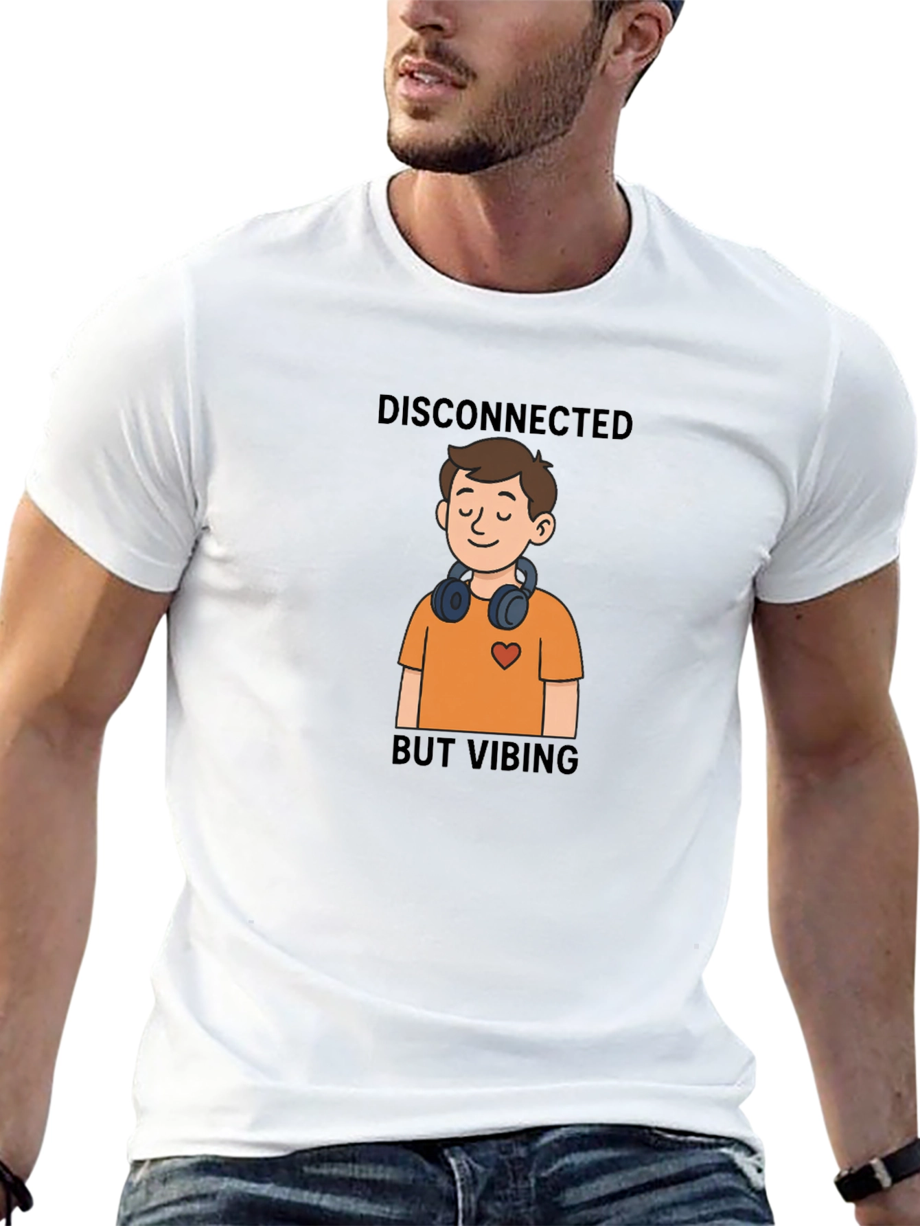 Disconnected But Vibing Black T-Shirt