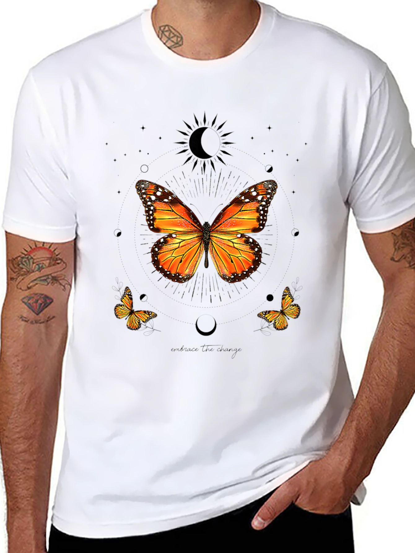 Butterfly Graphic Print Crew Neck T-Shirt