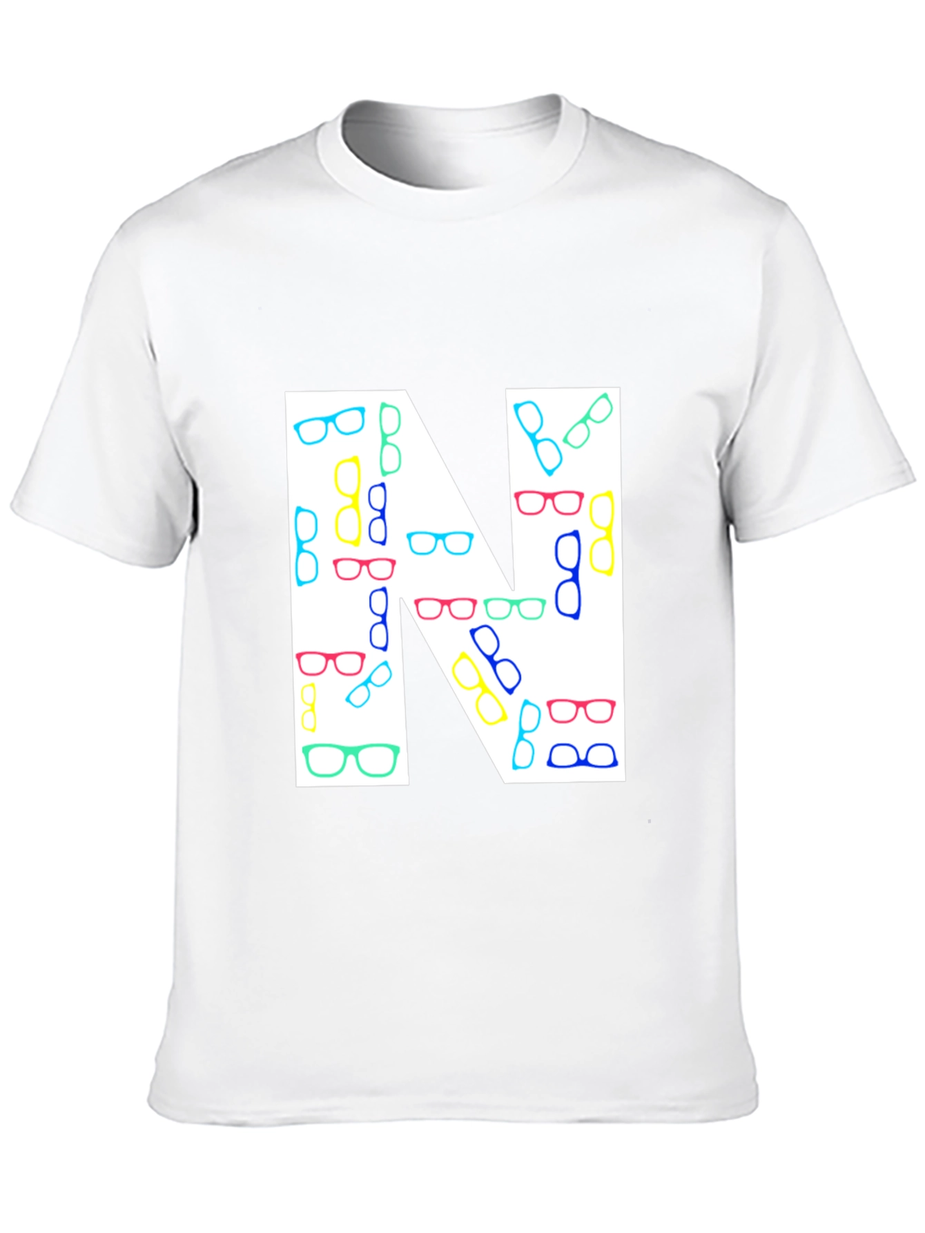 Letter N Glasses Pattern T-Shirt