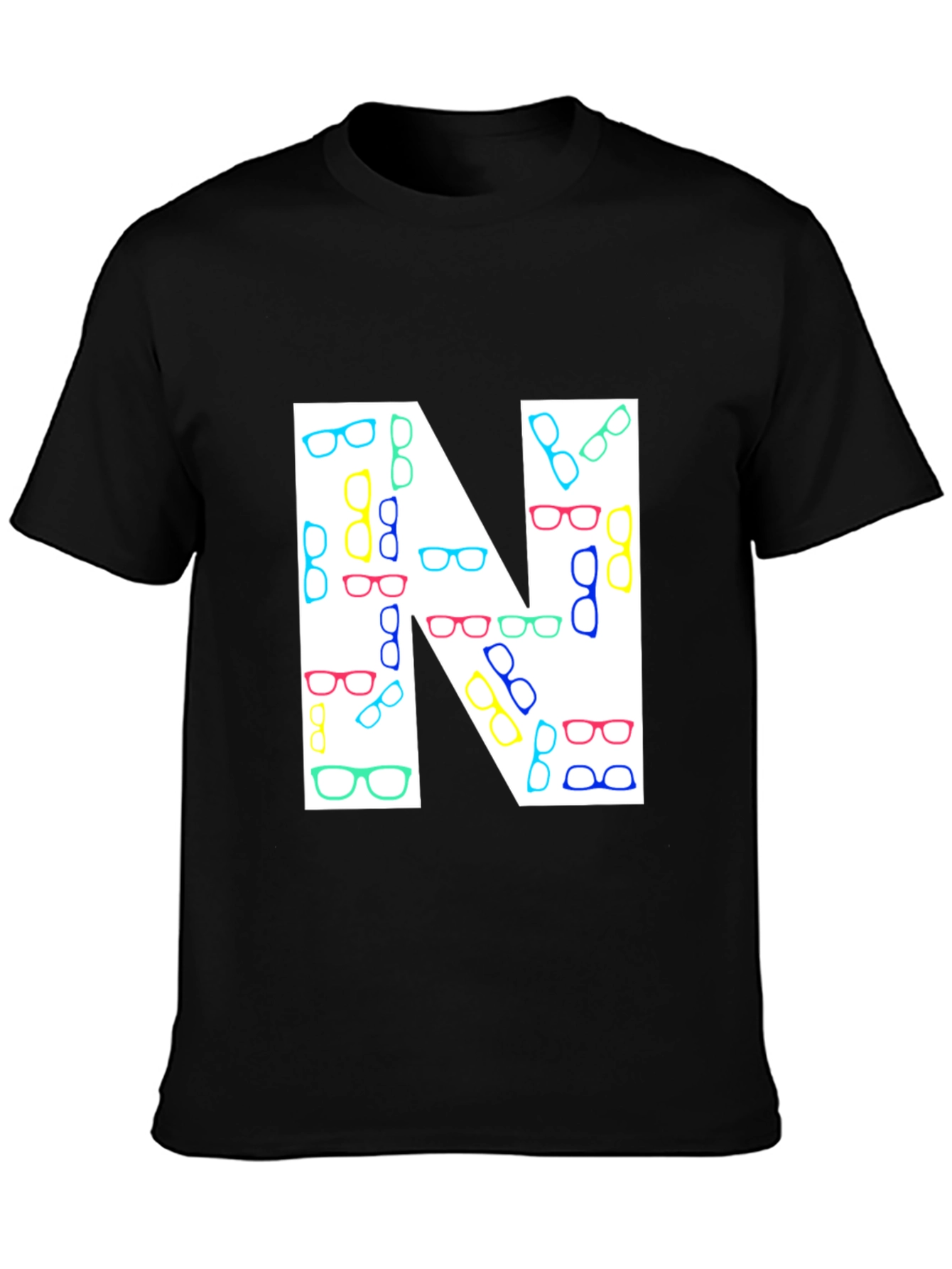 Letter N Glasses Pattern T-Shirt