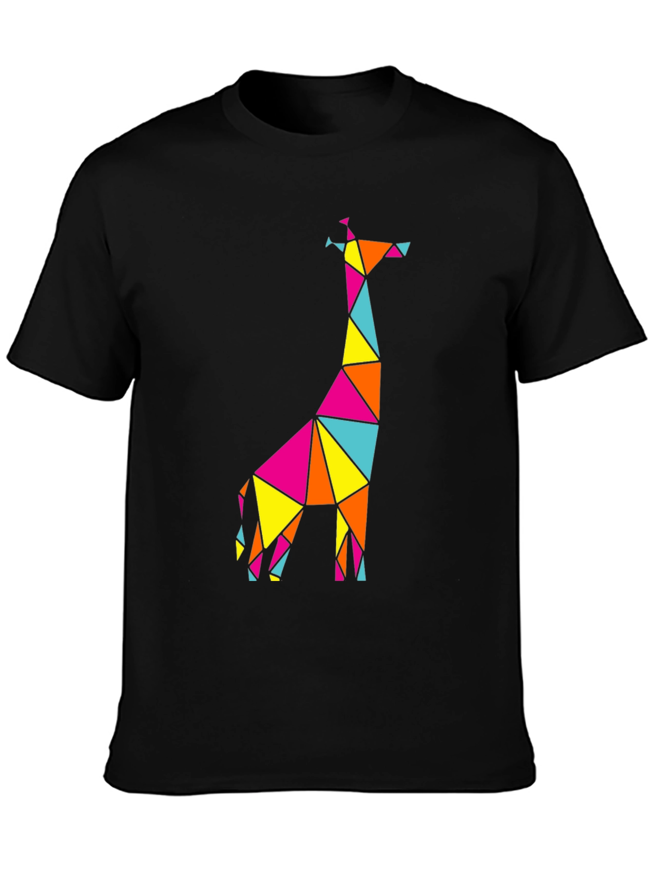 Geometric Giraffe Graphic Tee - Mens Black T-Shirt