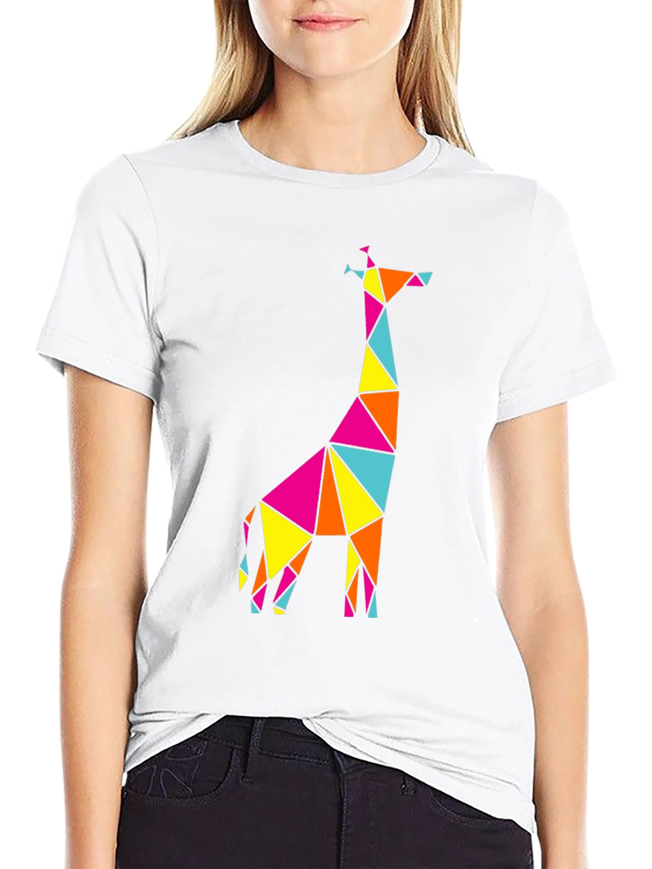 Geometric Giraffe Graphic Tee - Mens Black T-Shirt