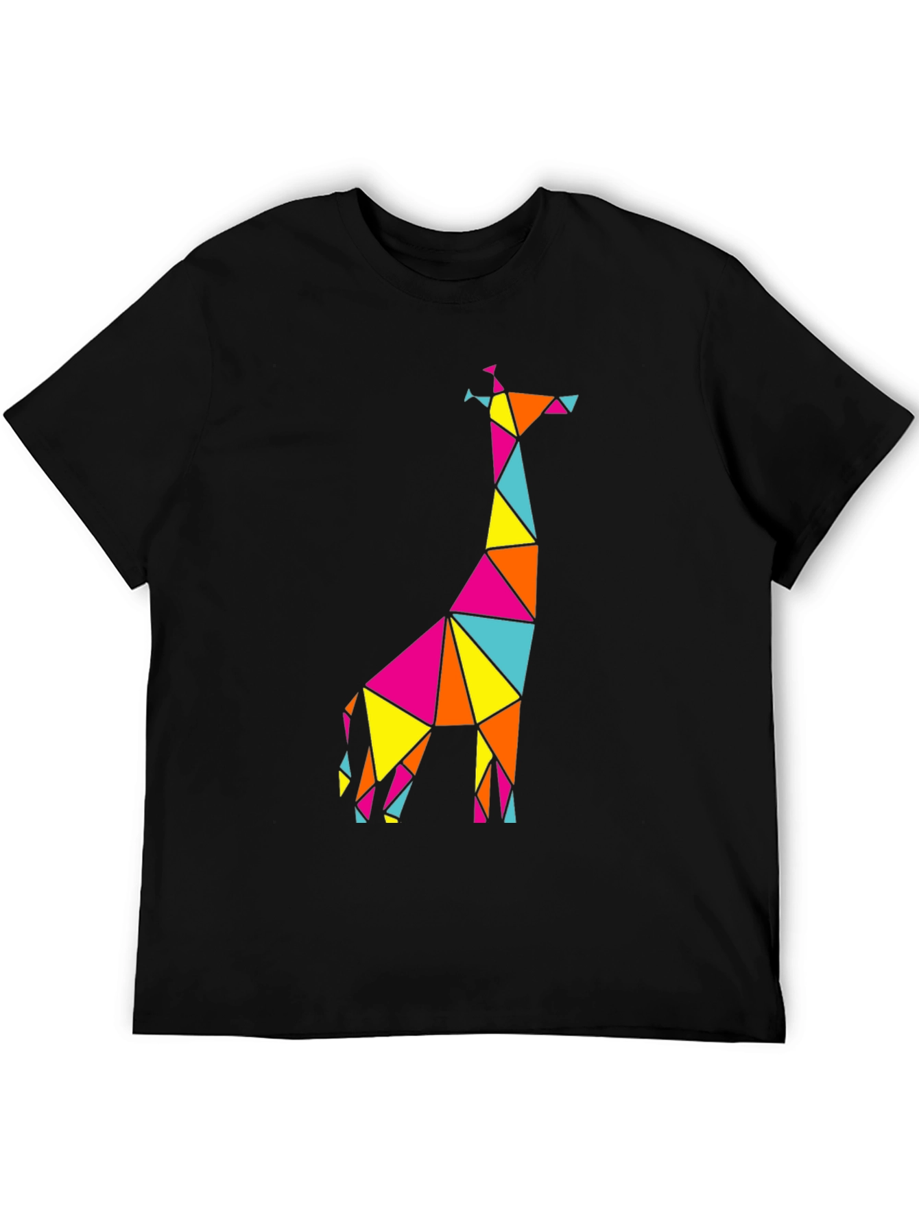 Geometric Giraffe Graphic Tee - Mens Black T-Shirt