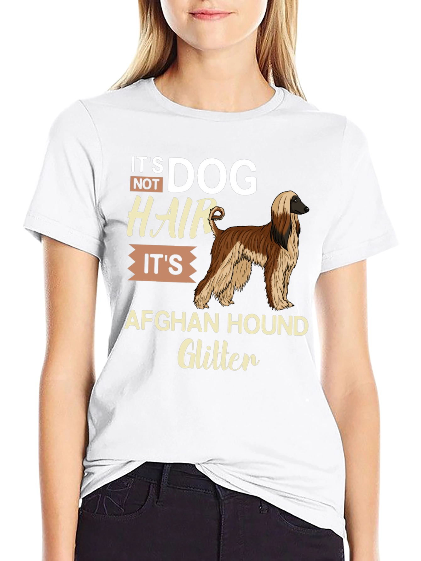 Dog Hair Afghan Hound Glitter T-Shirt