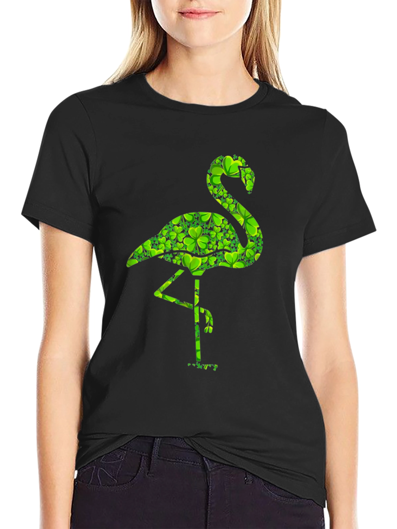 St. Patricks Day Flamingo Shamrock T-Shirt