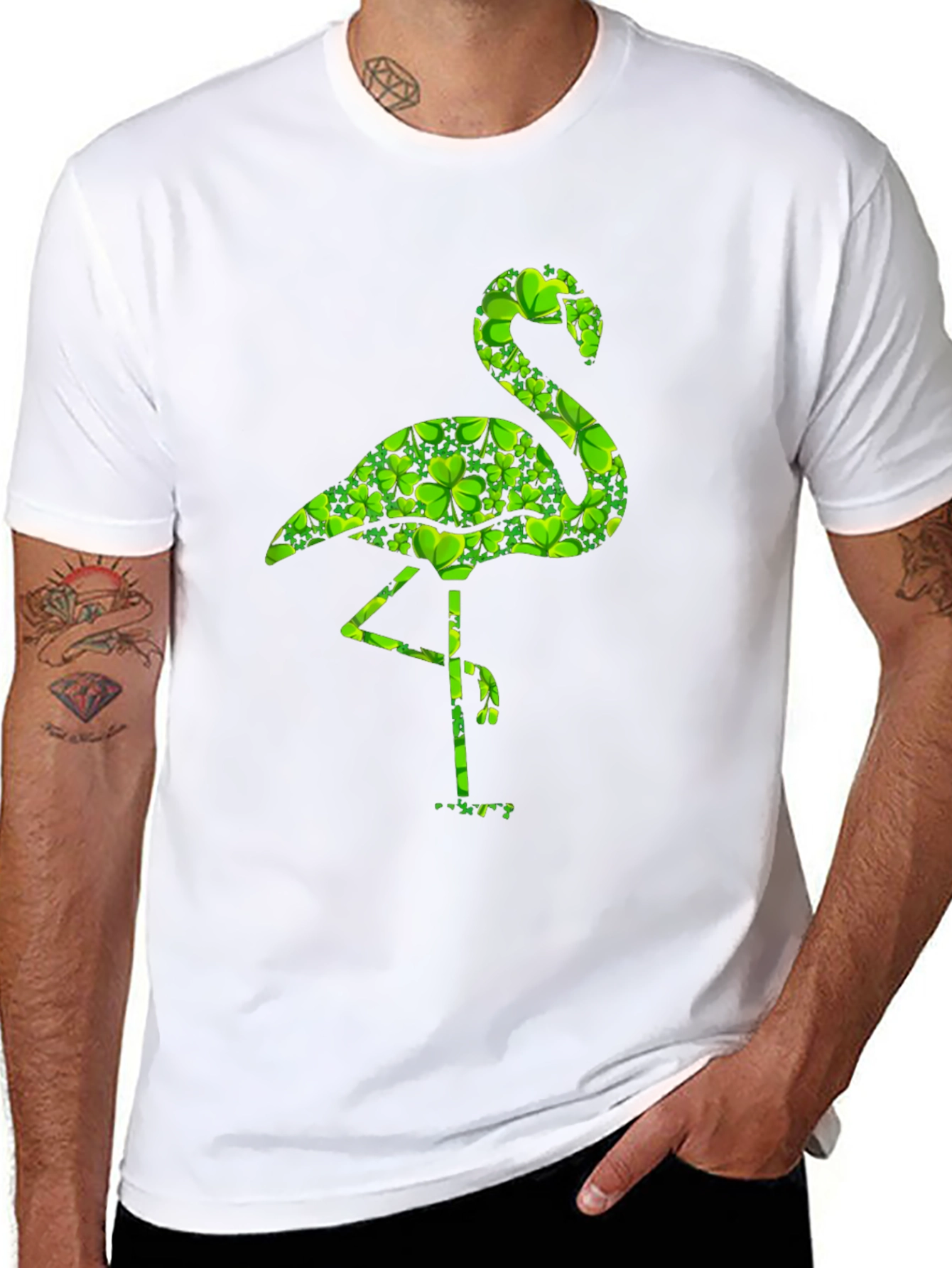 St. Patricks Day Flamingo Shamrock T-Shirt