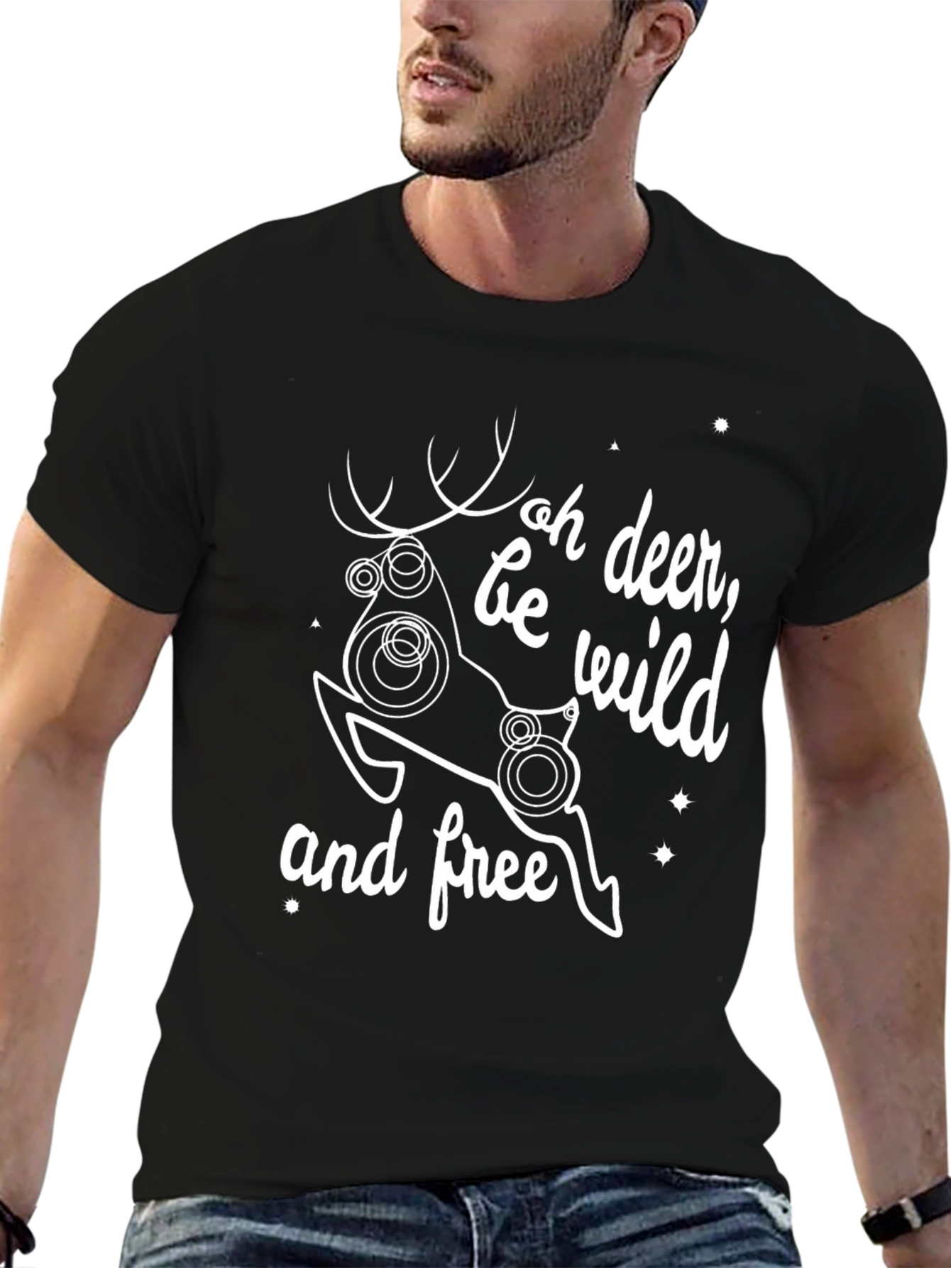 Oh Deer Be Wild and Free Black T-Shirt