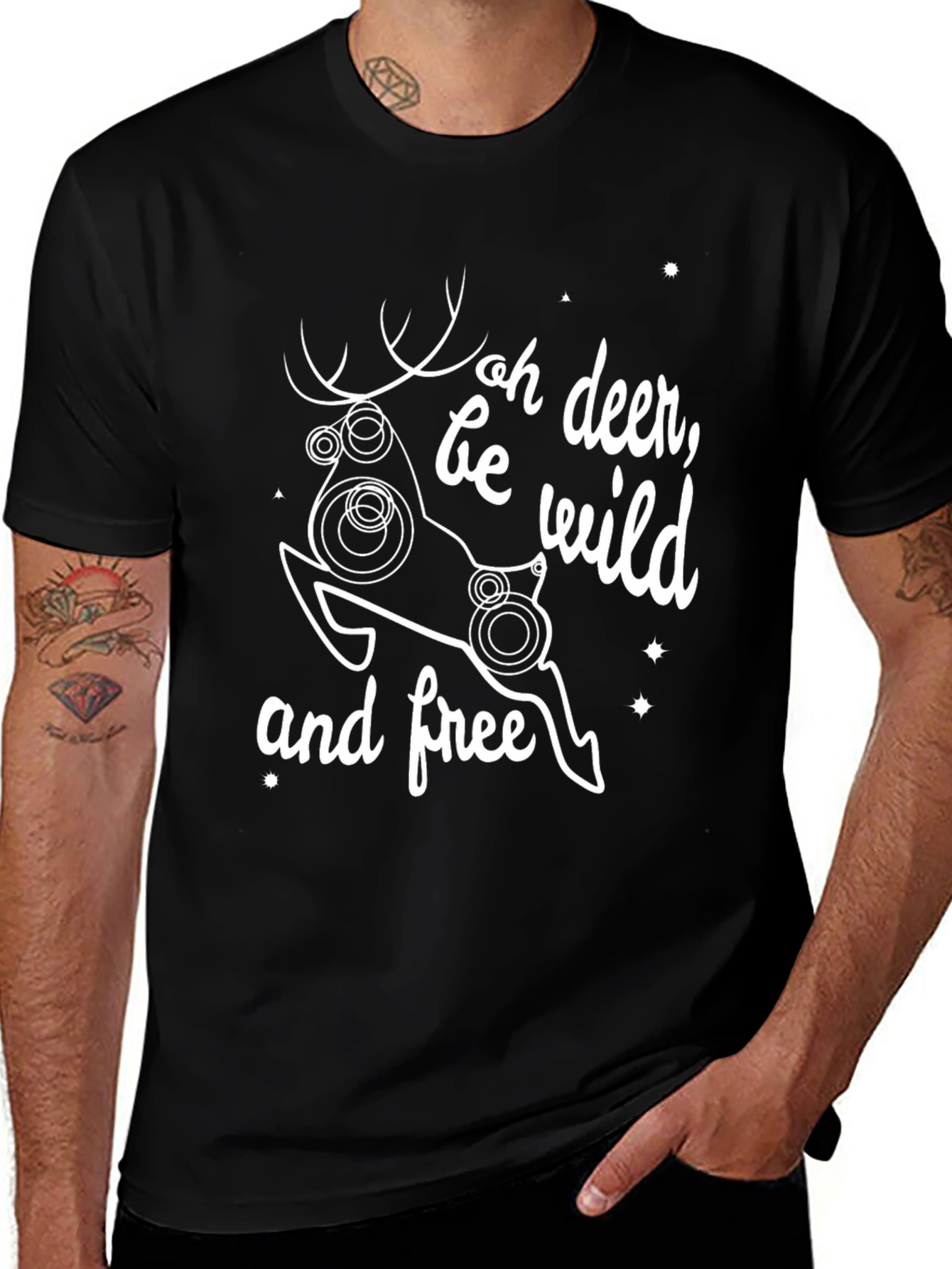 Oh Deer Be Wild and Free Black T-Shirt