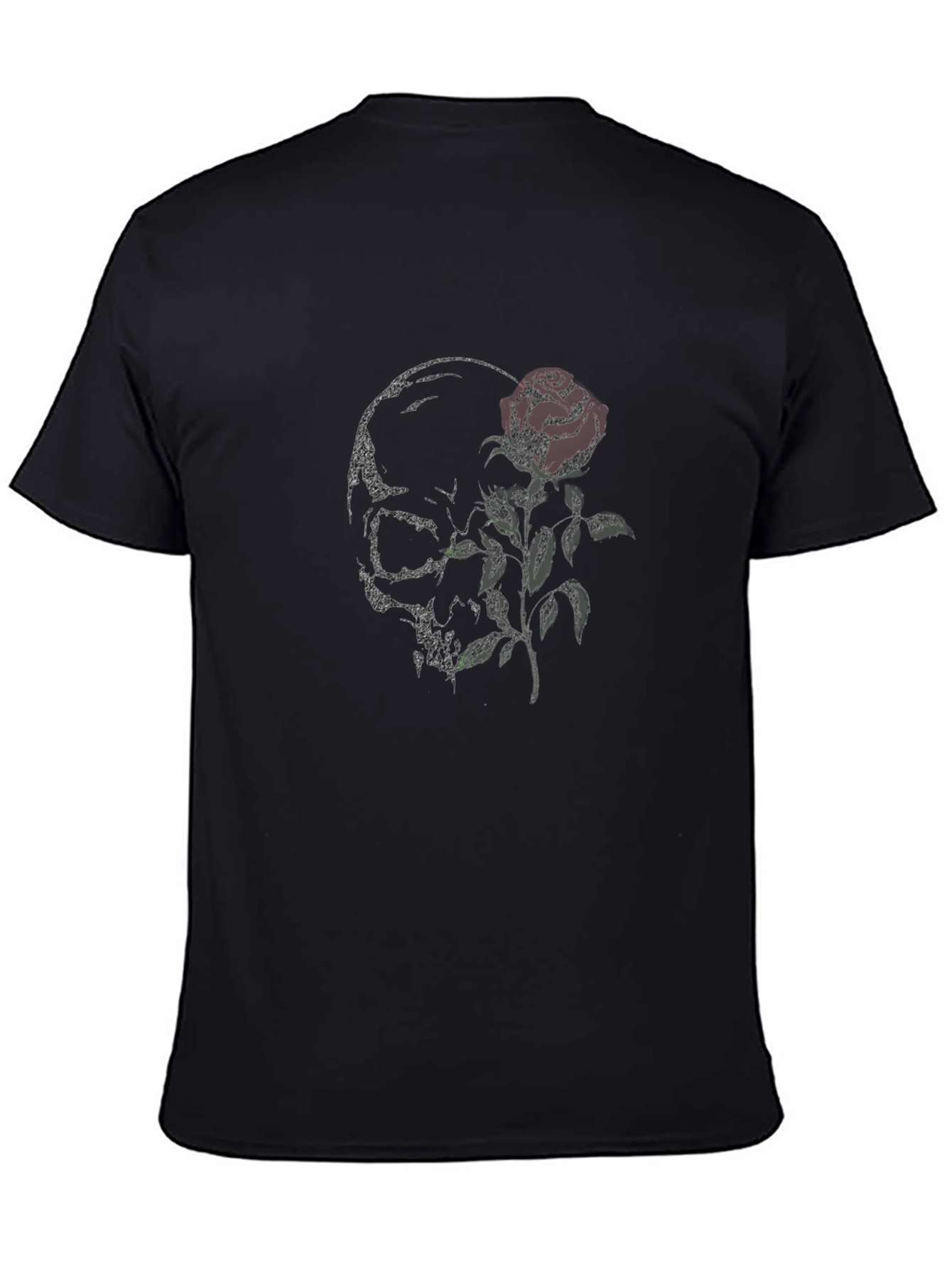 Skull and Rose Graphic Print T-Shirt