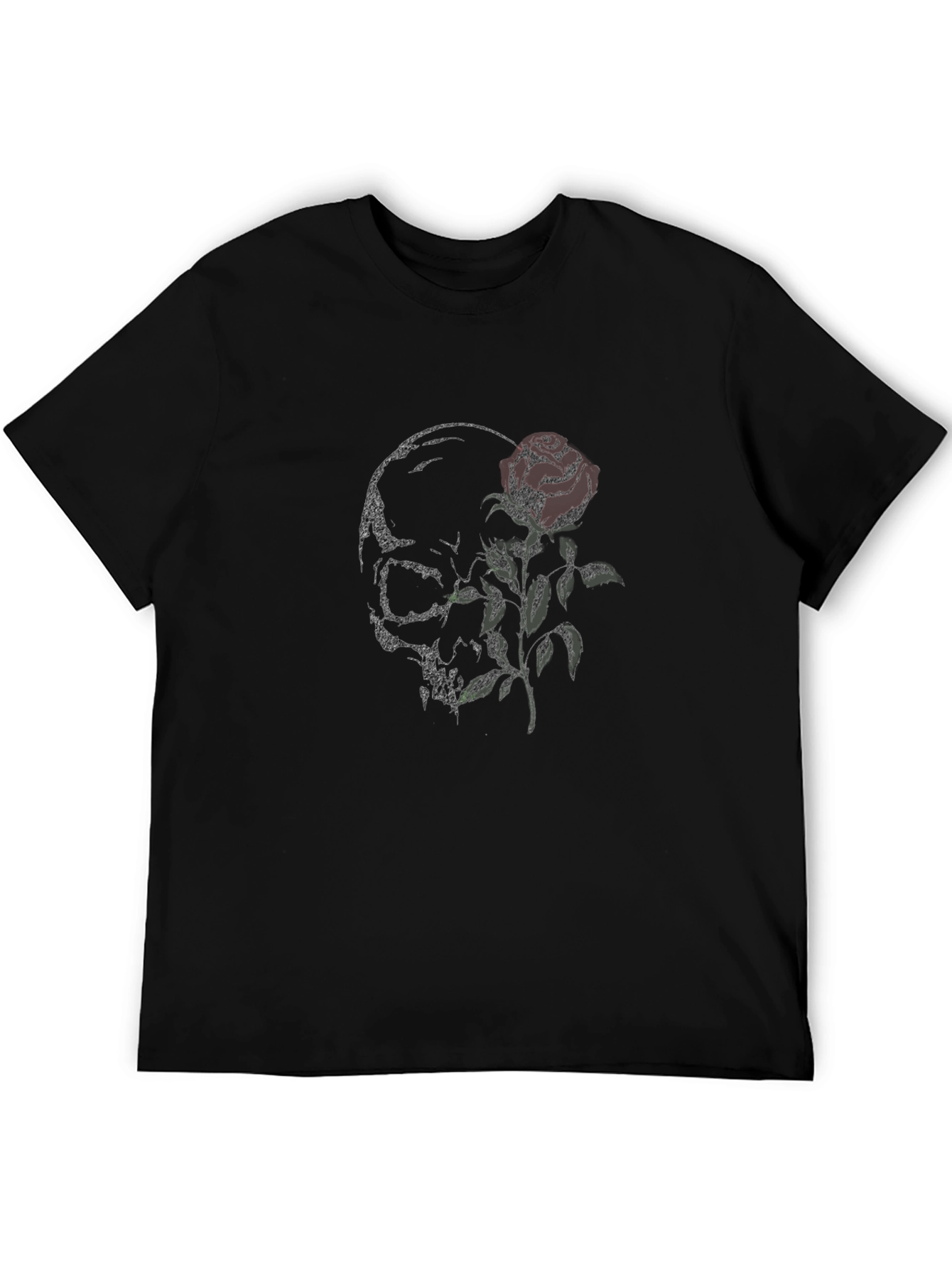 Skull and Rose Graphic Print T-Shirt