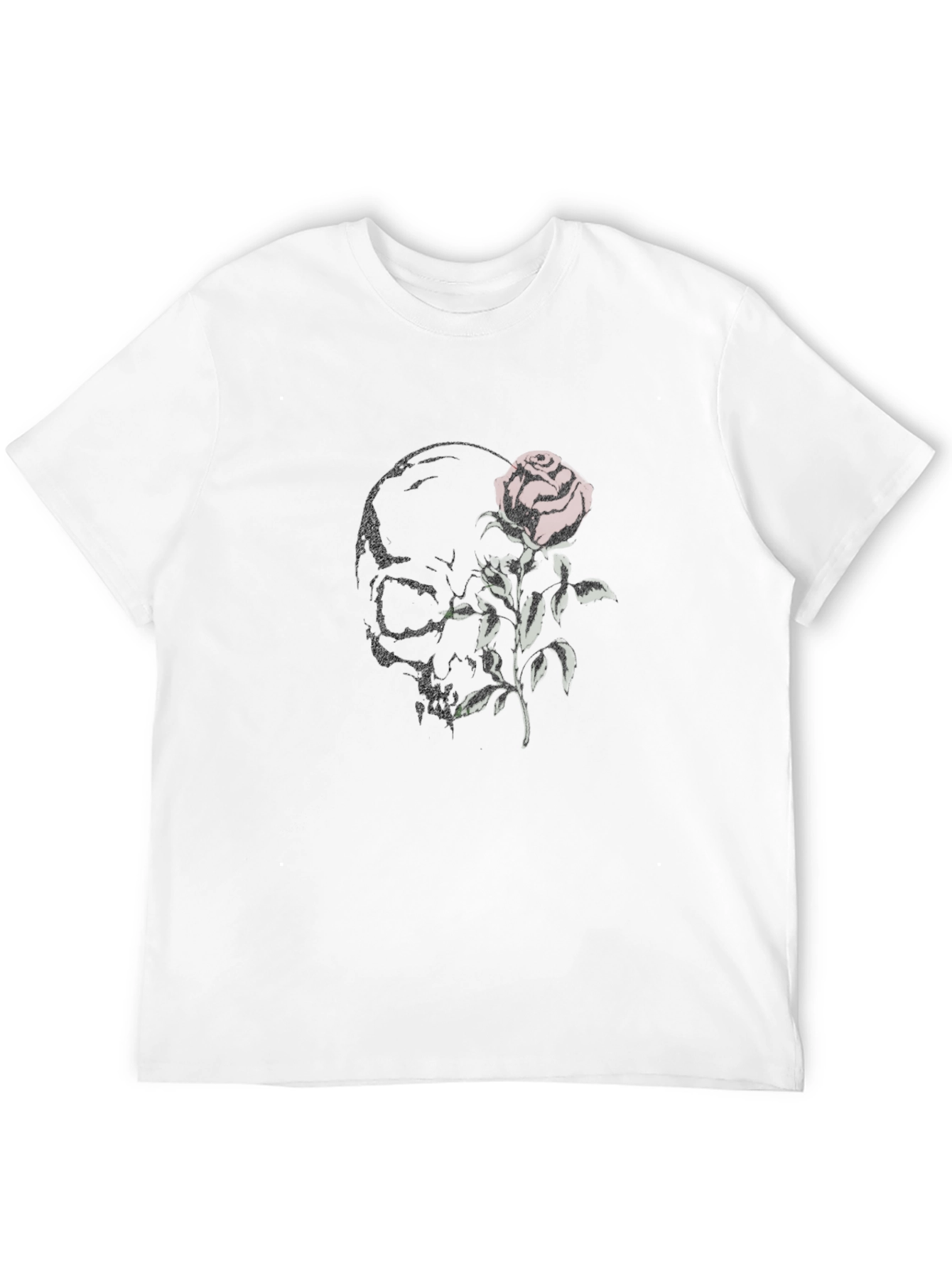Skull and Rose Graphic Print T-Shirt