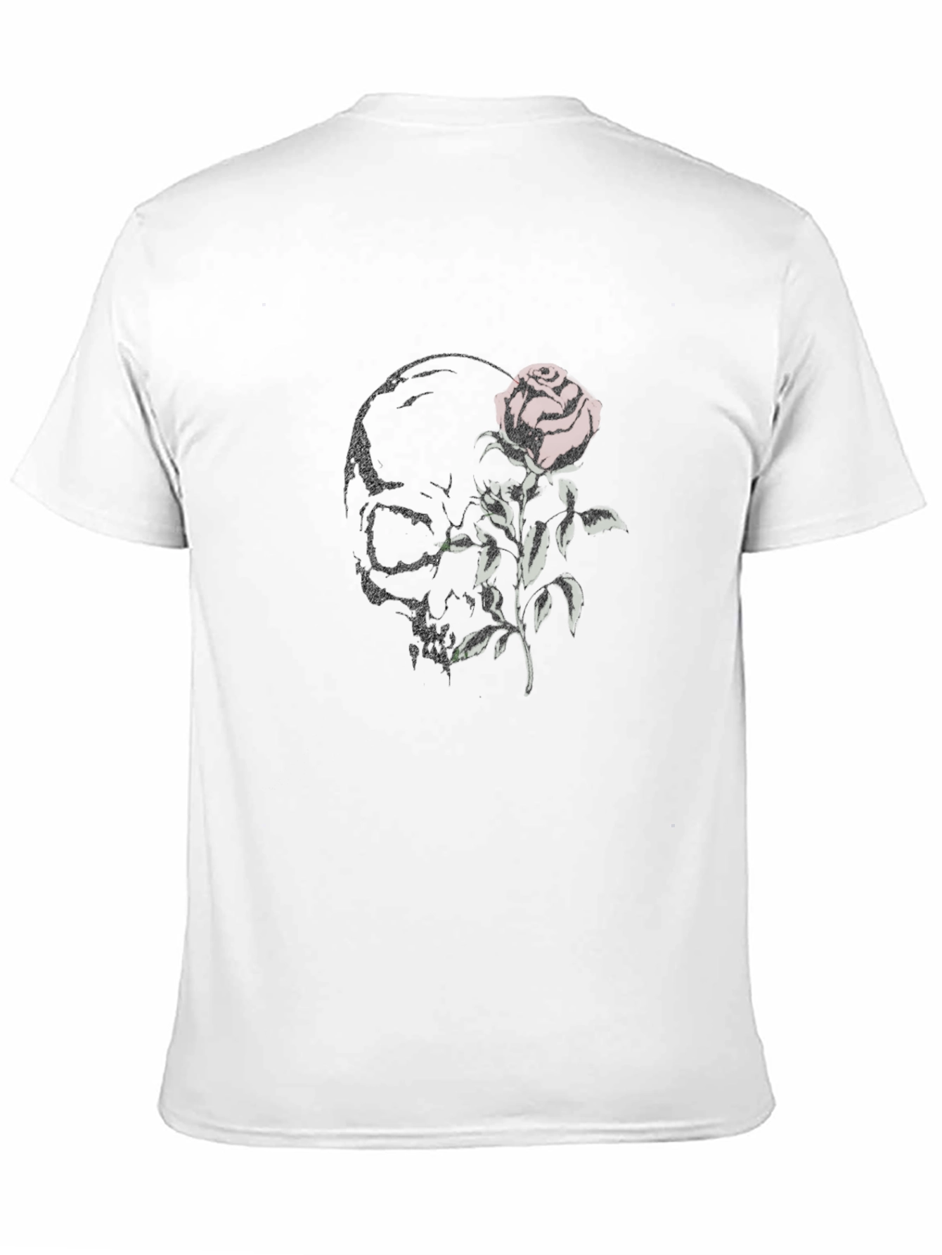 Skull and Rose Graphic Print T-Shirt