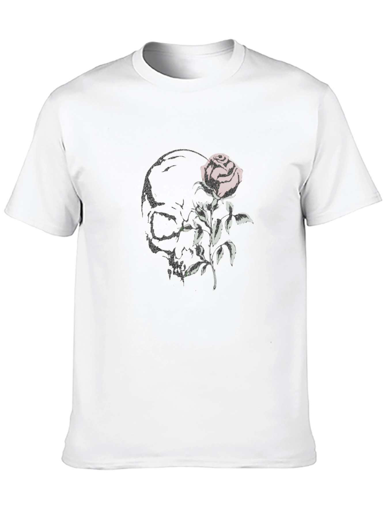 Skull and Rose Graphic Print T-Shirt
