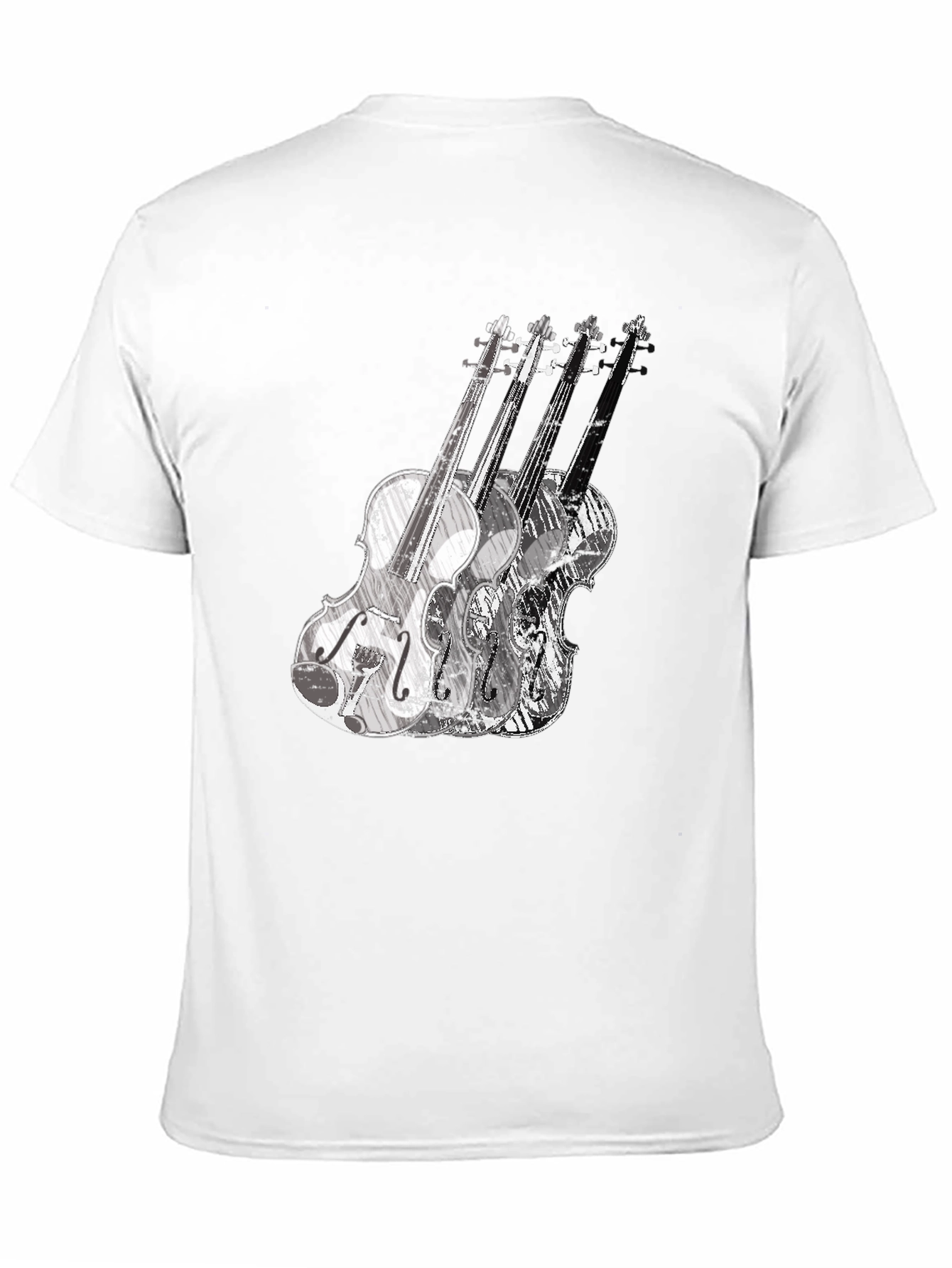 Musical Violin Graphic Tee - Black Crew Neck T-Shirt