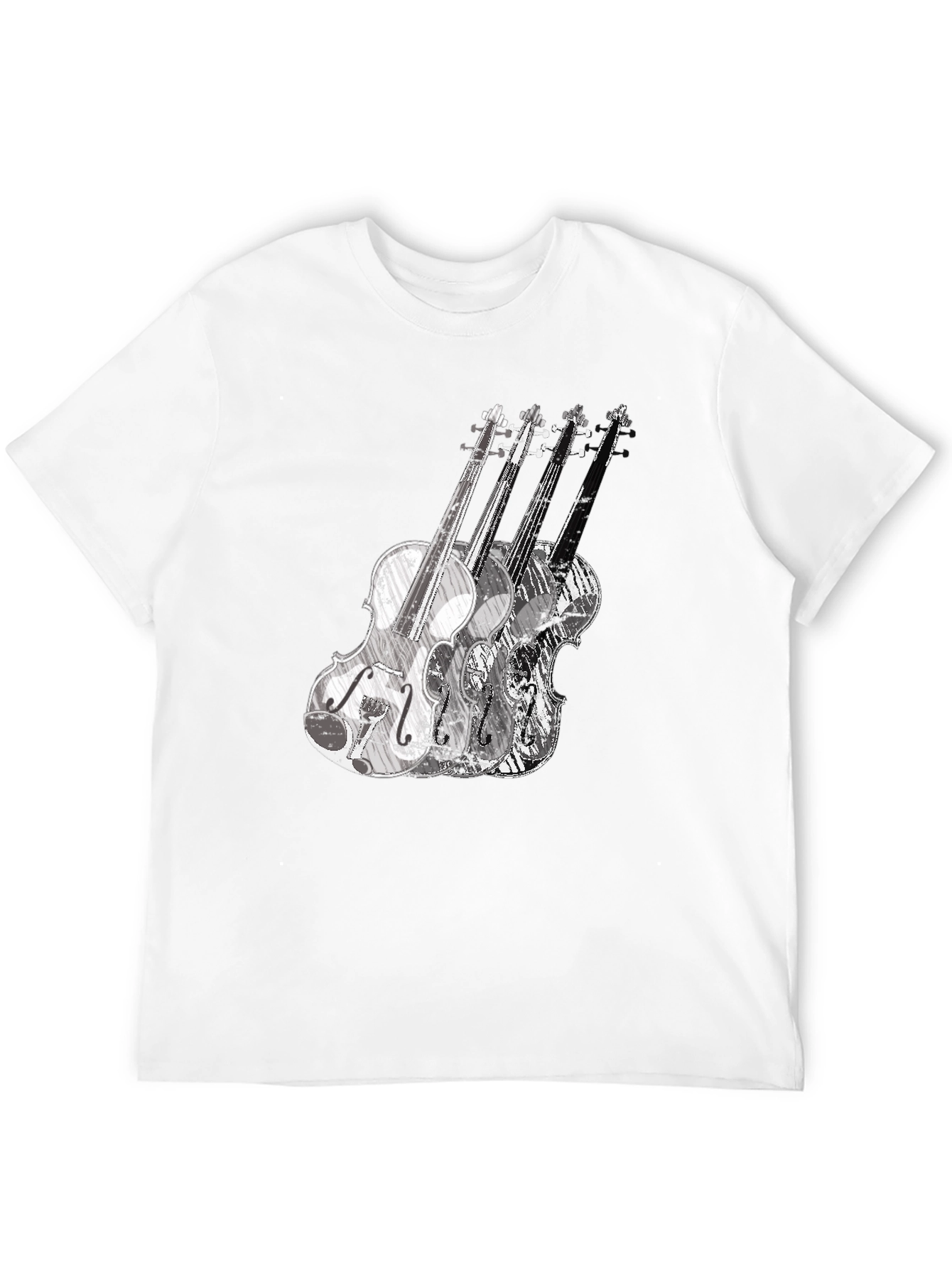 Musical Violin Graphic Tee - Black Crew Neck T-Shirt