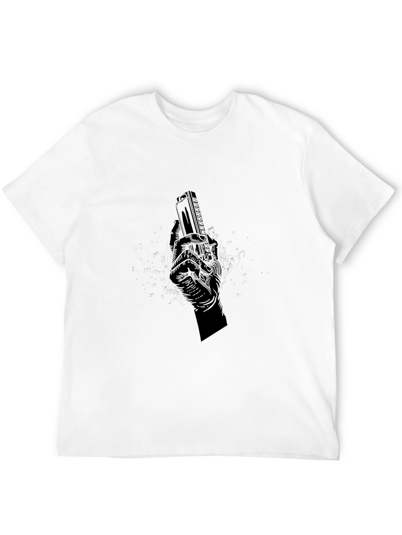 Harmonica Hand Graphic T-Shirt - Music Lover Tee
